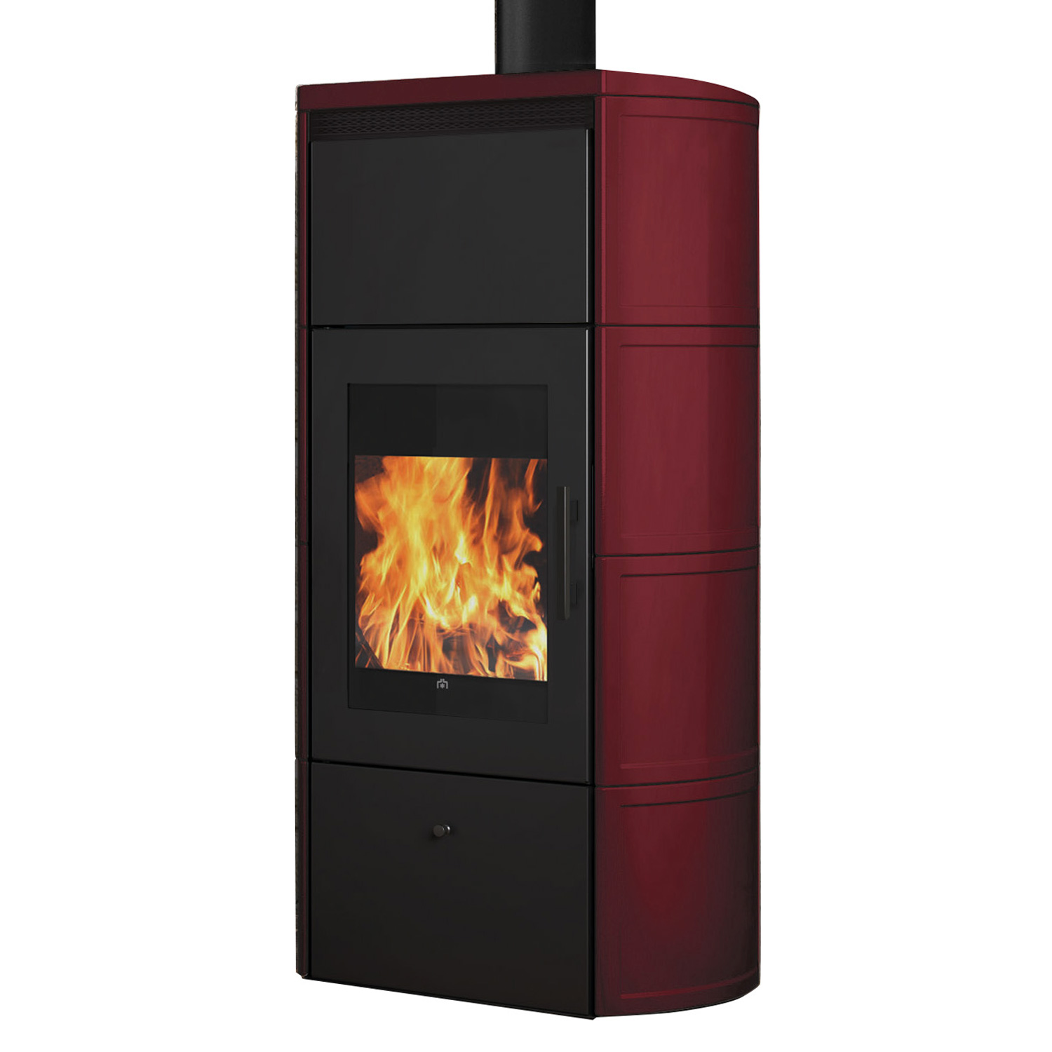 Edilkamin Flamma 14 CS Wasserführender Kaminofen Keramik Bordeaux