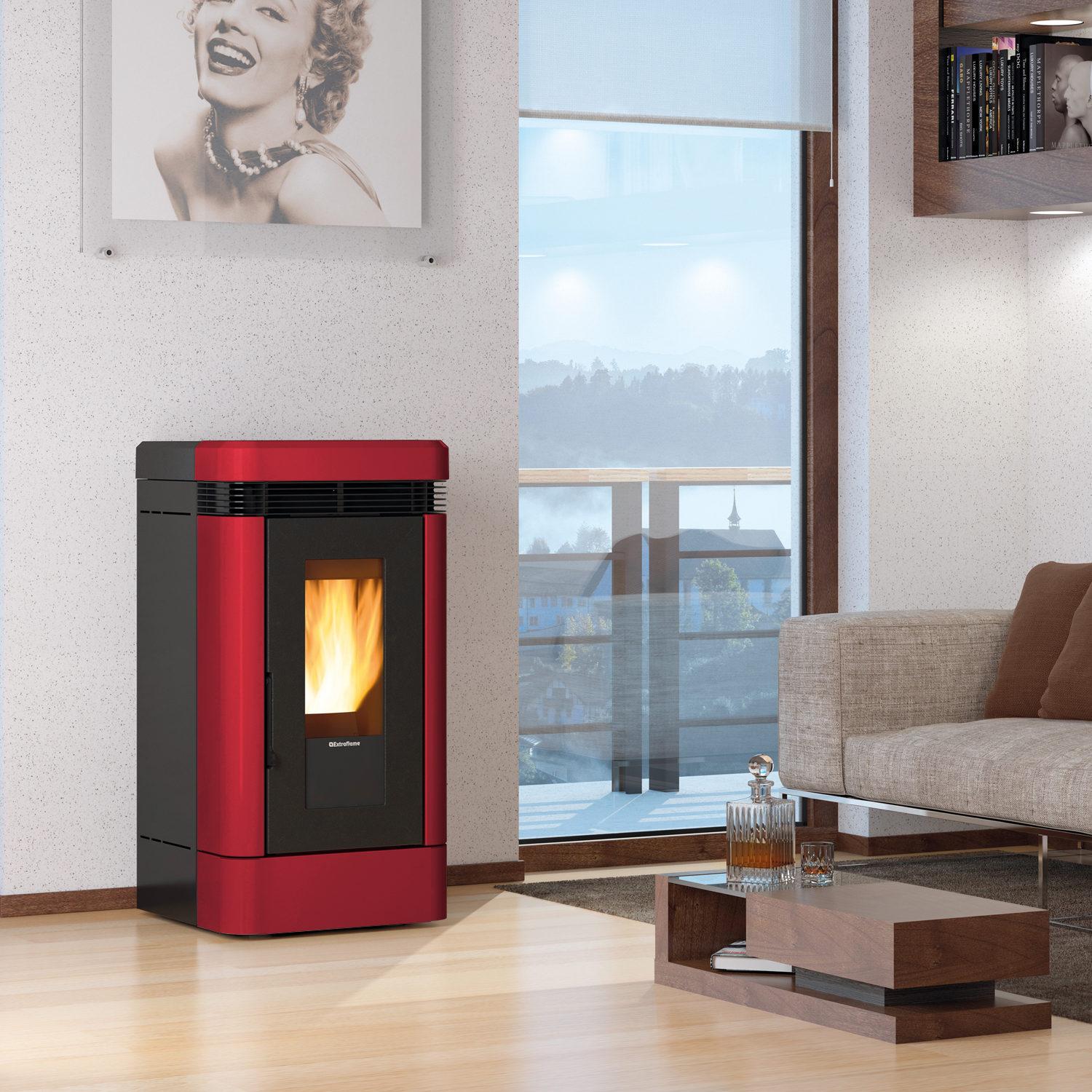 Extraflame Lucia Pelletofen Bordeaux