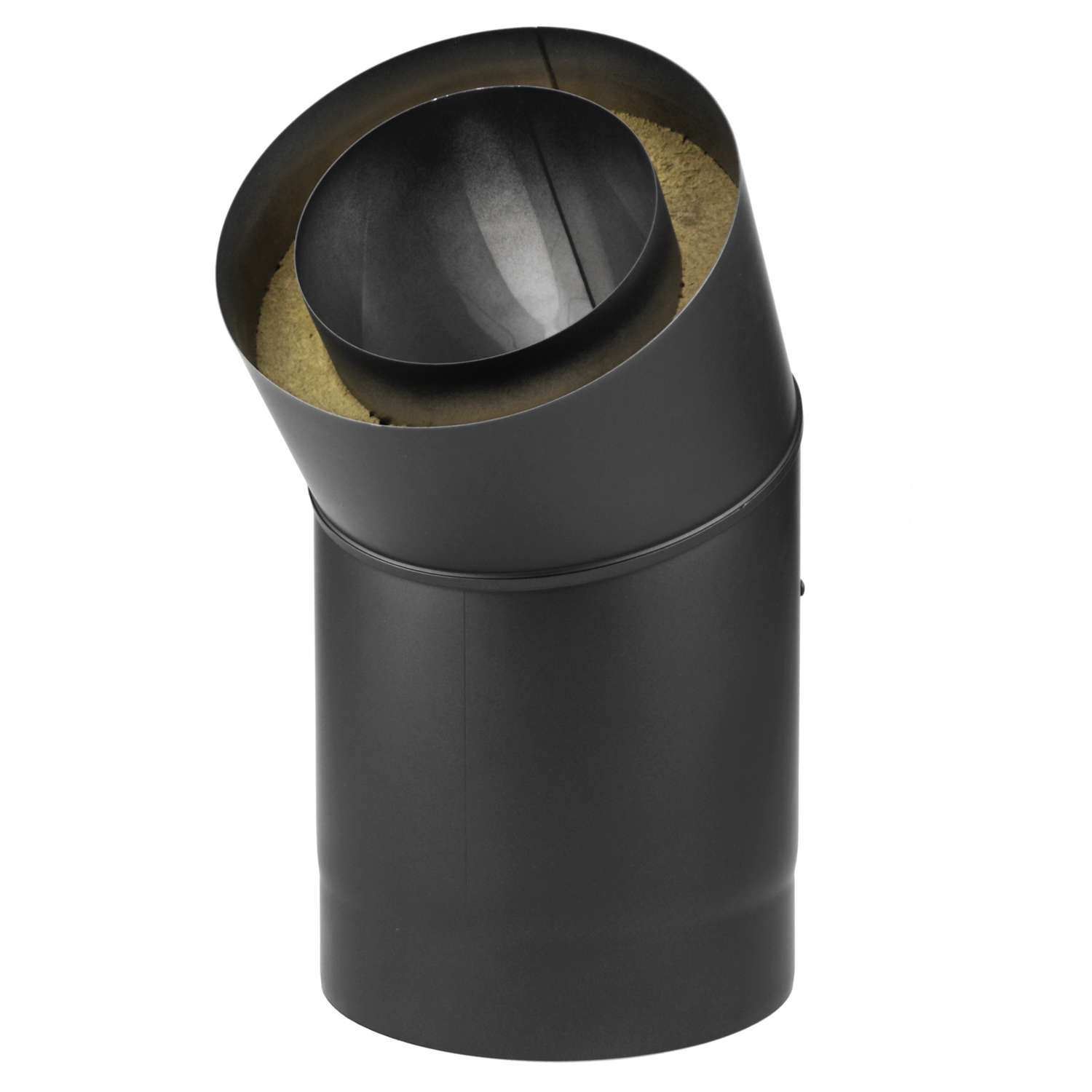 Raik Coltherm Rauchrohrbogen 150mm schwarz doppelwandig 45° mit Tür für Rauchrohr / Ofenrohr