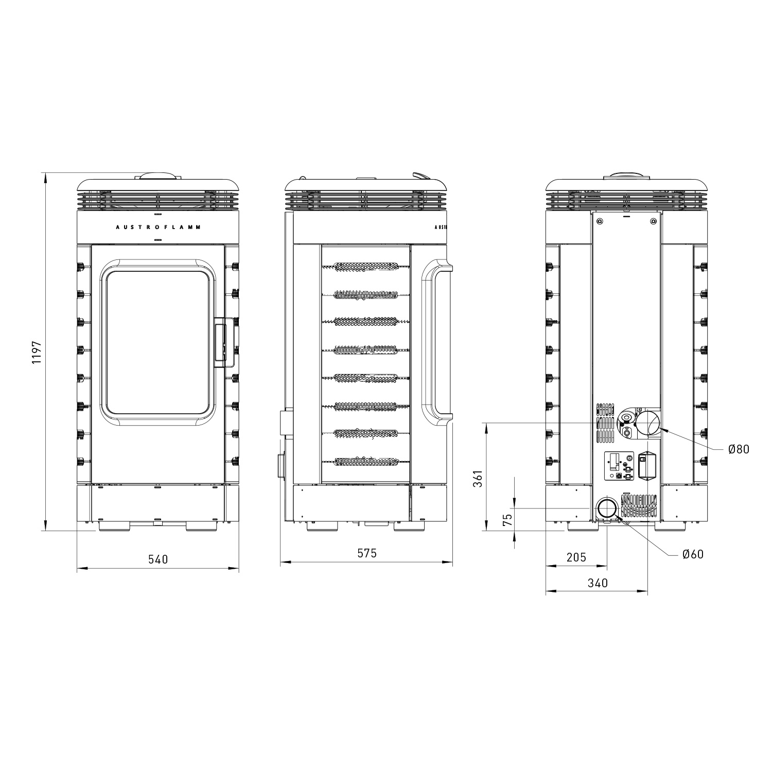 Austroflamm Ella Pelletofen Keramik Dunkelgrau Austroflamm Ella Pelletofen Keramik Dunkelgrau