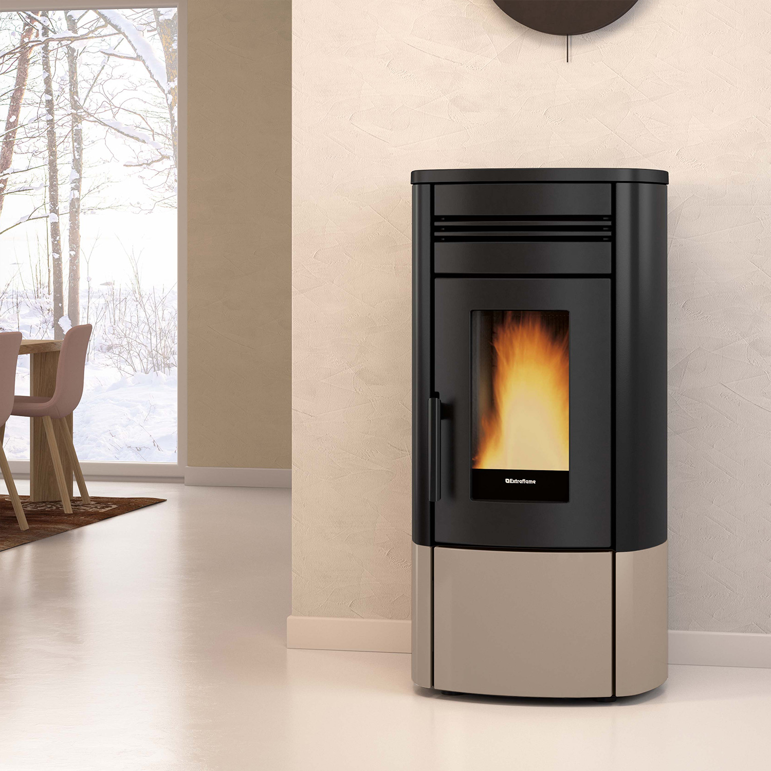 Extraflame Evolution Line Noris Plus Pelletofen Taupe Matt Extraflame Evolution Line Noris Plus Pelletofen Taupe Matt