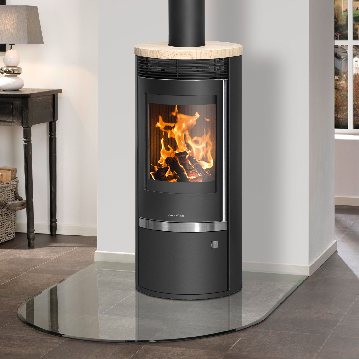 Oranier Rota Top 2.0 Kaminofen Stahl Schwarz mit Sandstein-Abdeckplatte Oranier Rota Top 2.0 Kaminofen Stahl Schwarz mit Sandstein-Abdeckplatte