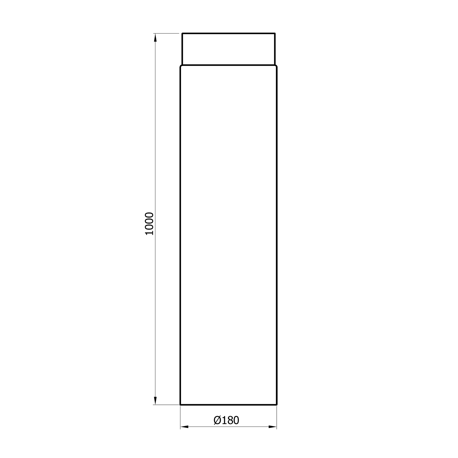 Raik Basic Längenelement 180mm schwarz Länge 1000mm für Rauchrohr / Ofenrohr