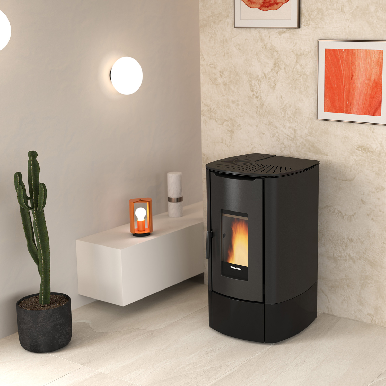 Extraflame Prestige Line Angy Top Pelletofen Schwarz