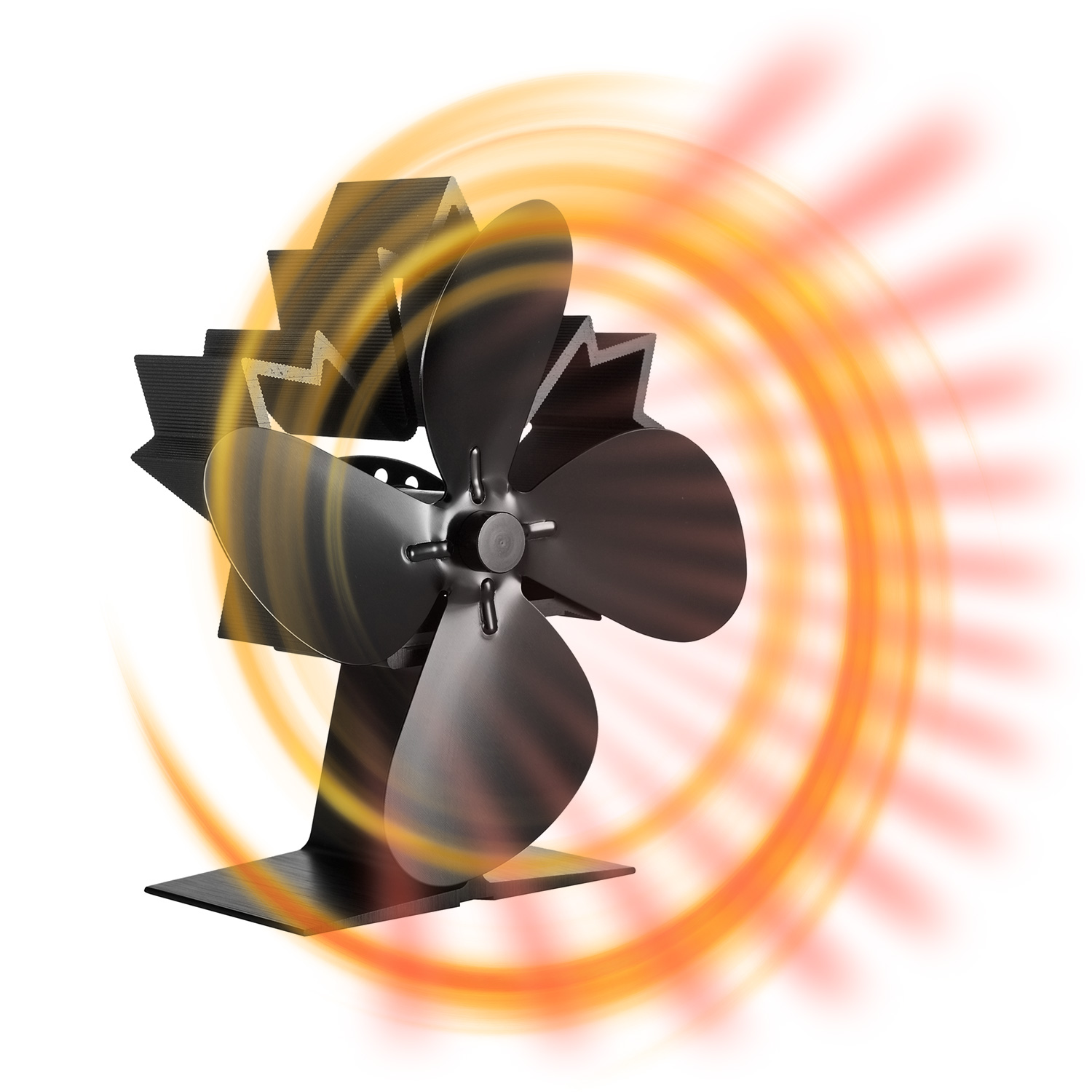 Raik Kaminventilator, Ofenventilator, lautloser und stromloser Lüfter für Kamine, mit 4 Blättern Raik Kaminventilator, Ofenventilator, lautloser und stromloser Lüfter für Kamine, mit 4 Blättern