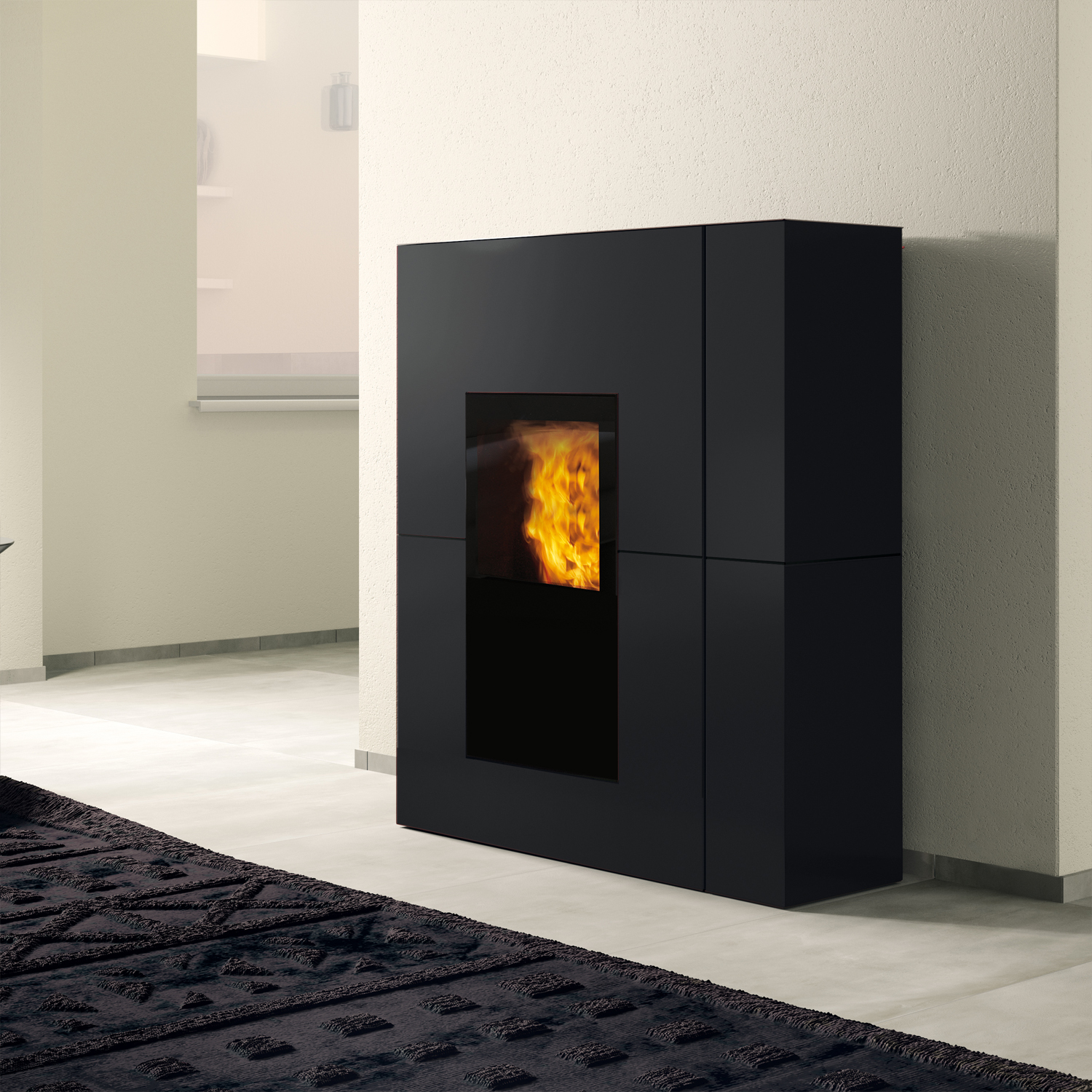 Edilkamin Blade H wasserführender Pelletofen Stahl Schwarz