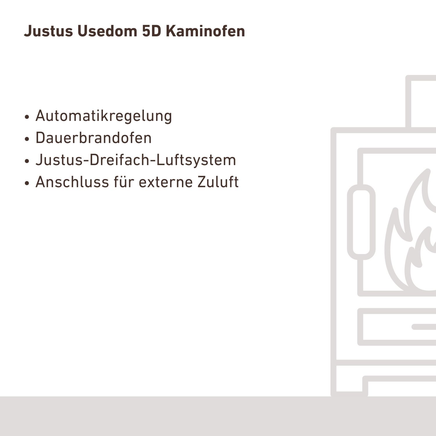 Justus Usedom 5D Kaminofen Stahl Schwarz / Sandstein