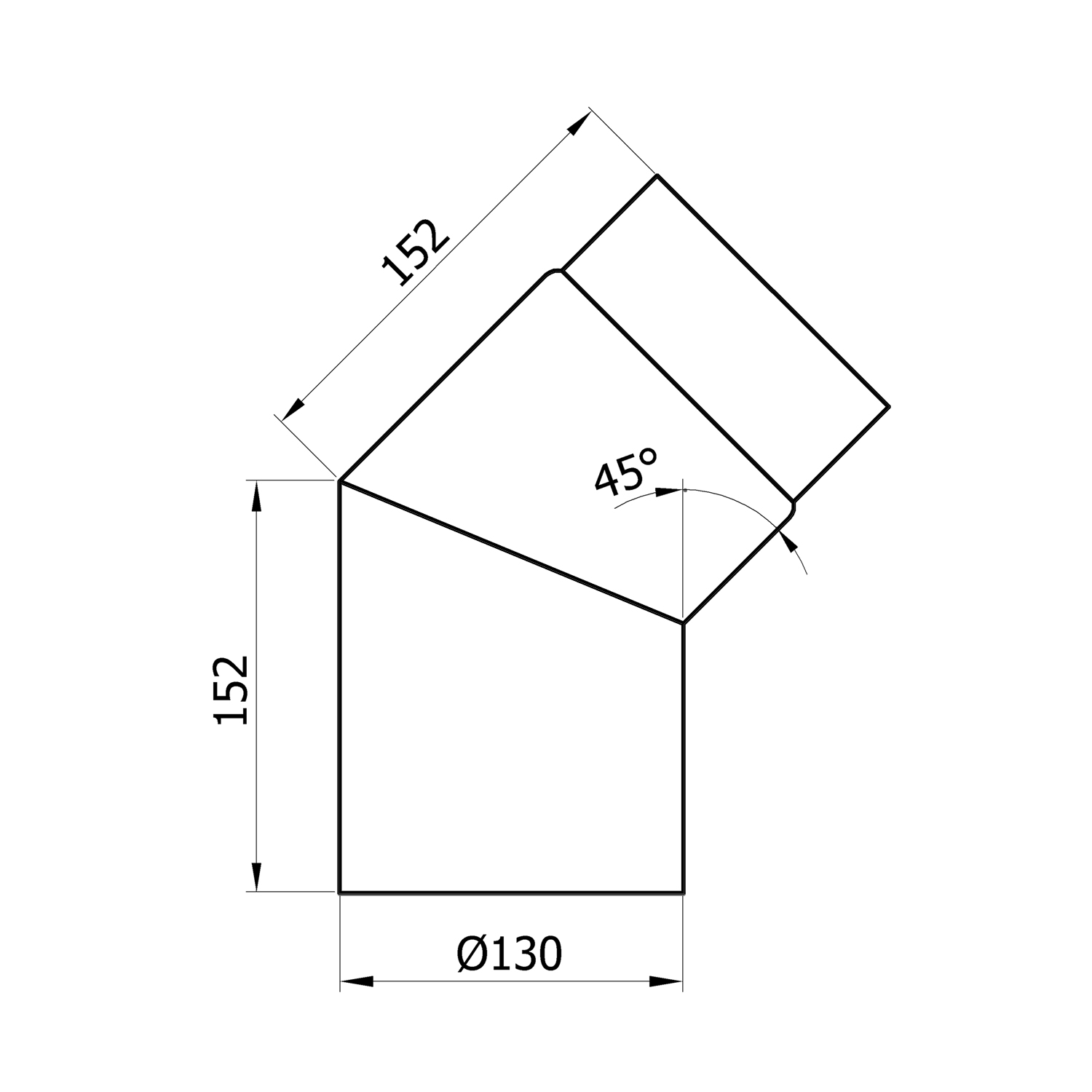 Raik Basic Rauchrohrbogen 130mm gussgrau 45° ohne Tür für Rauchrohr / Ofenrohr