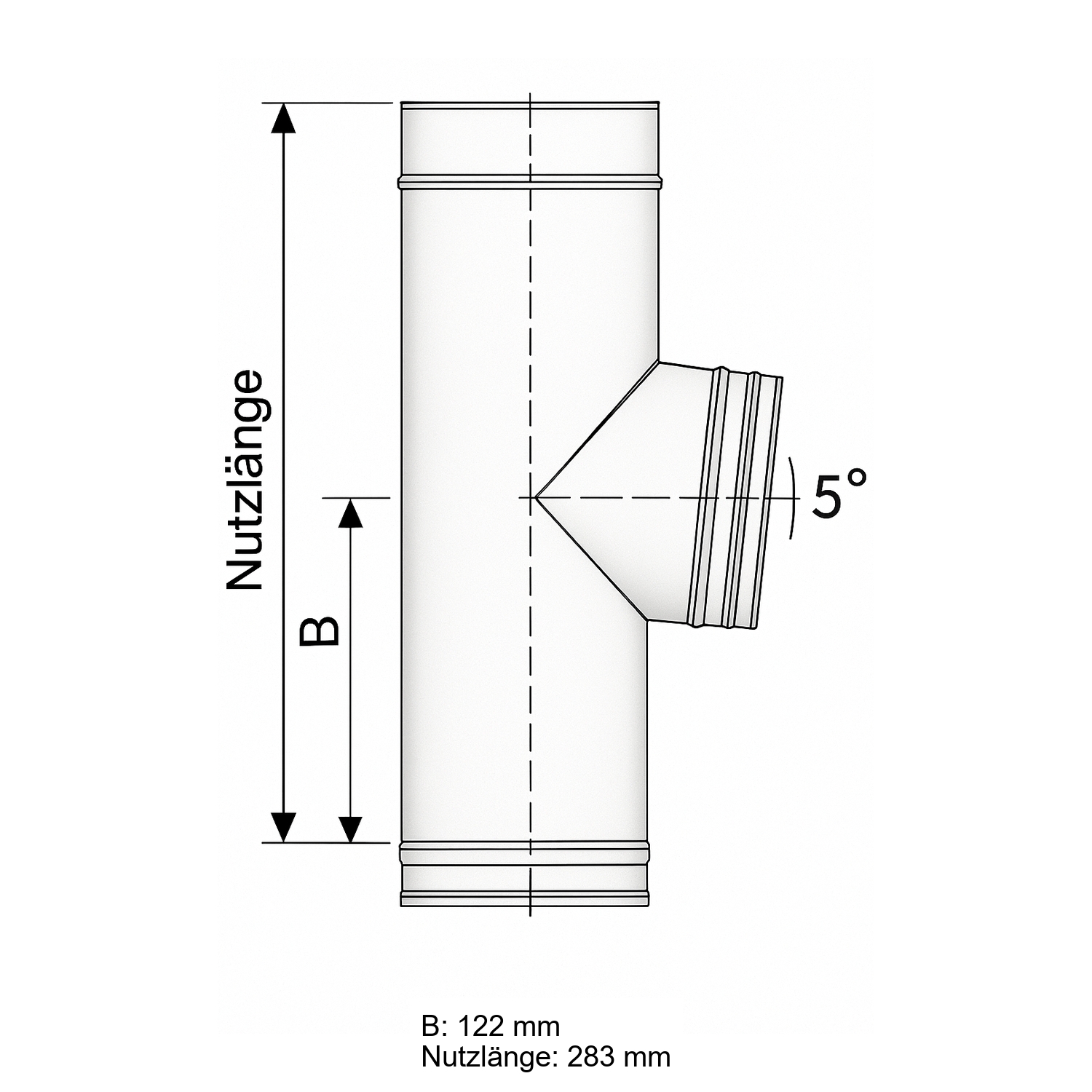 Schiedel PRIMA PLUS Rauchrohranschluss 85° Ø113 mm einwandig matt