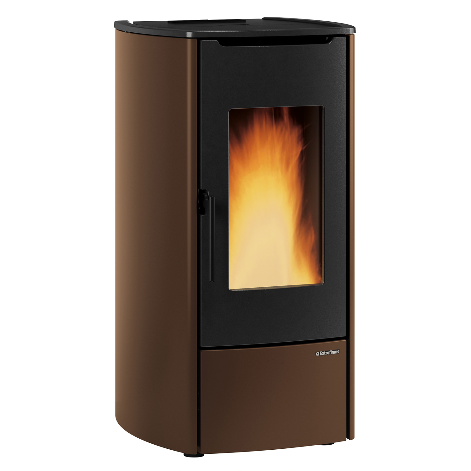 Extraflame Marina Idro 16. H11 wasserführender Pelletofen Stahl Bronze - TPSM 600 Hochleistungs-Pufferspeicher montiert silber -Heizungsausdehnungsgefäß 80 L