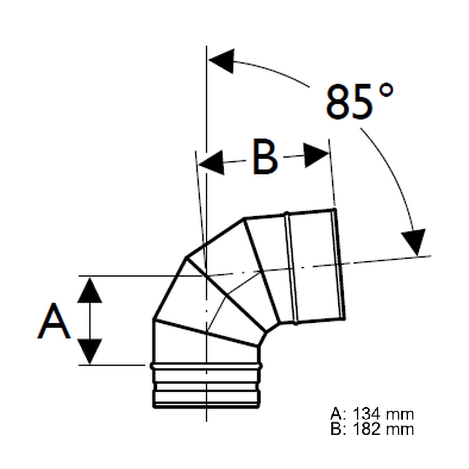 Schiedel PRIMA PLUS Bogen 85° Ø150 mm einwandig matt