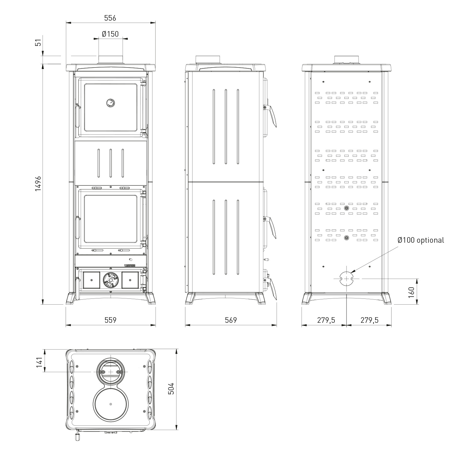 La Nordica Prestige Line Nova Forno Kaminofen Stahl Schwarz-Anthrazit