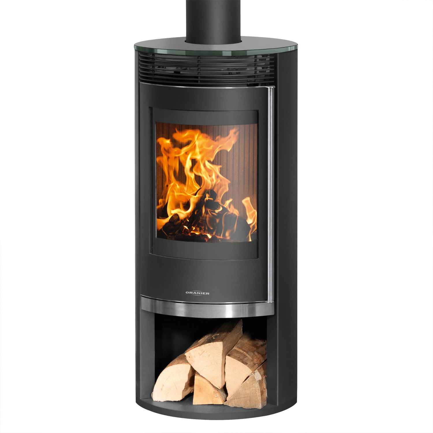 Oranier Rota 2.0 Kaminofen Stahl Schwarz mit Glas-Abdeckplatte