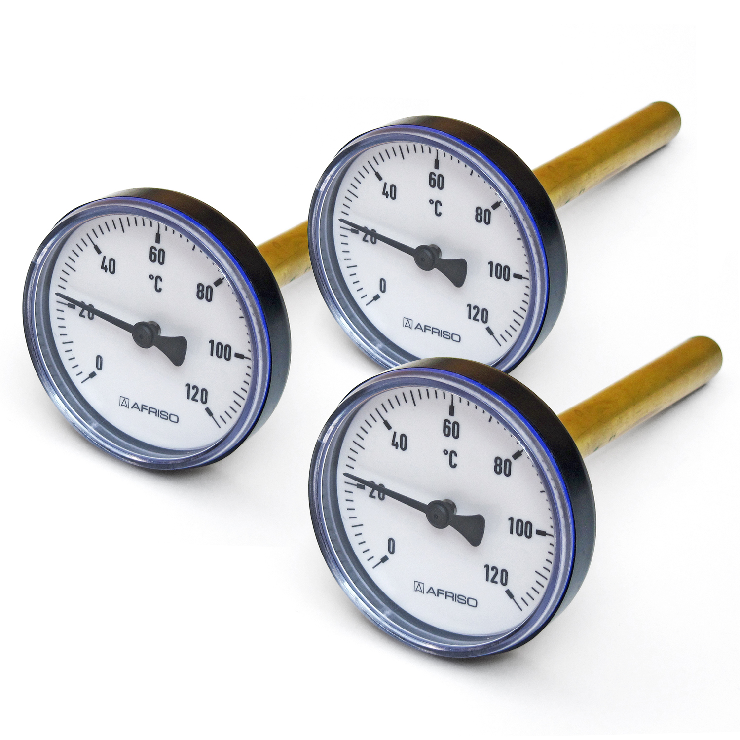 Bimetall-Pufferspeicherthermometer 100 mm 3er-Set Bimetall-Pufferspeicherthermometer 100 mm 3er-Set