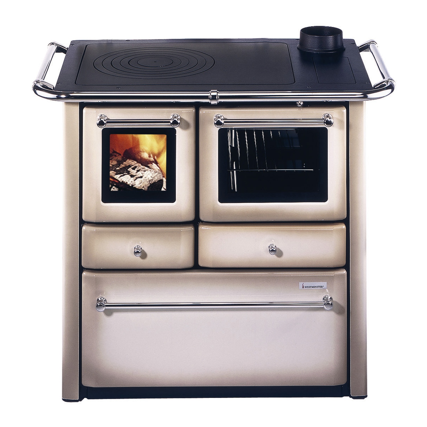 Westminster Holzherd K 85 F II Cappuccino Rauchrohranschluss links