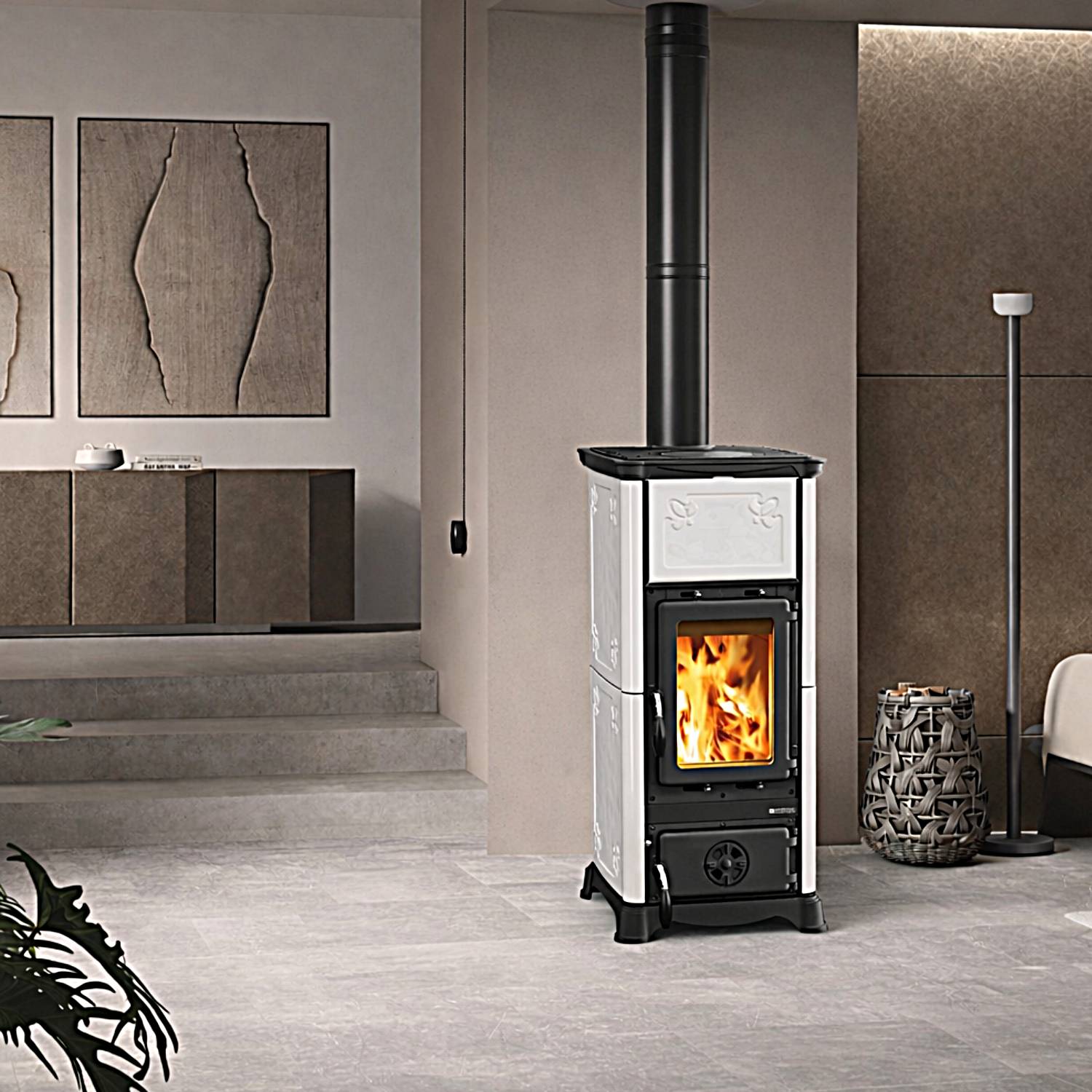 La Nordica EMILIANA.165 Majolika - Weiß Kaminofen