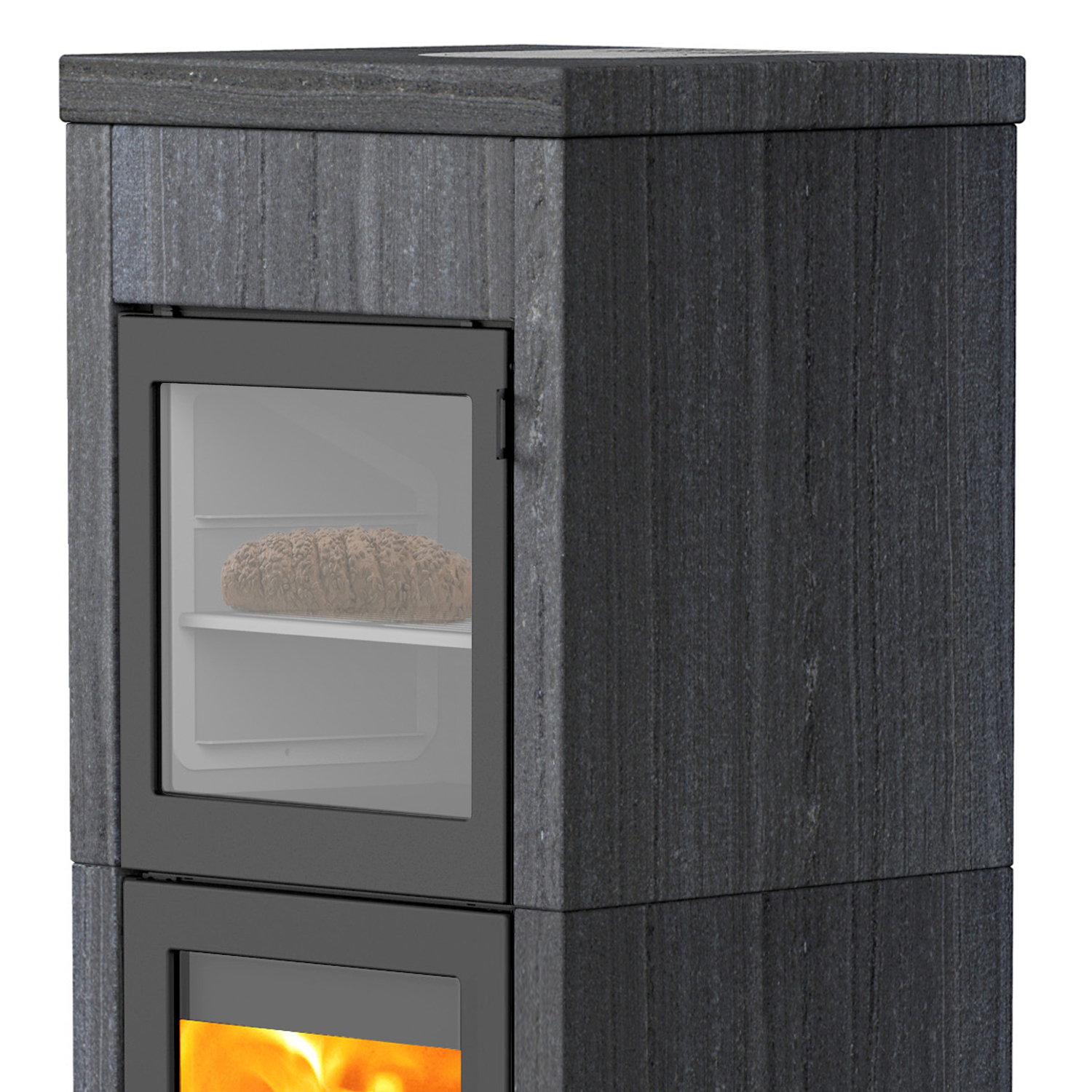 Lotus QM40 Kaminofen Indian Night / Tür Grau mit Backfach, Rauchabgang oben Lotus QM40 Kaminofen Indian Night / Tür Grau mit Backfach, Rauchabgang oben