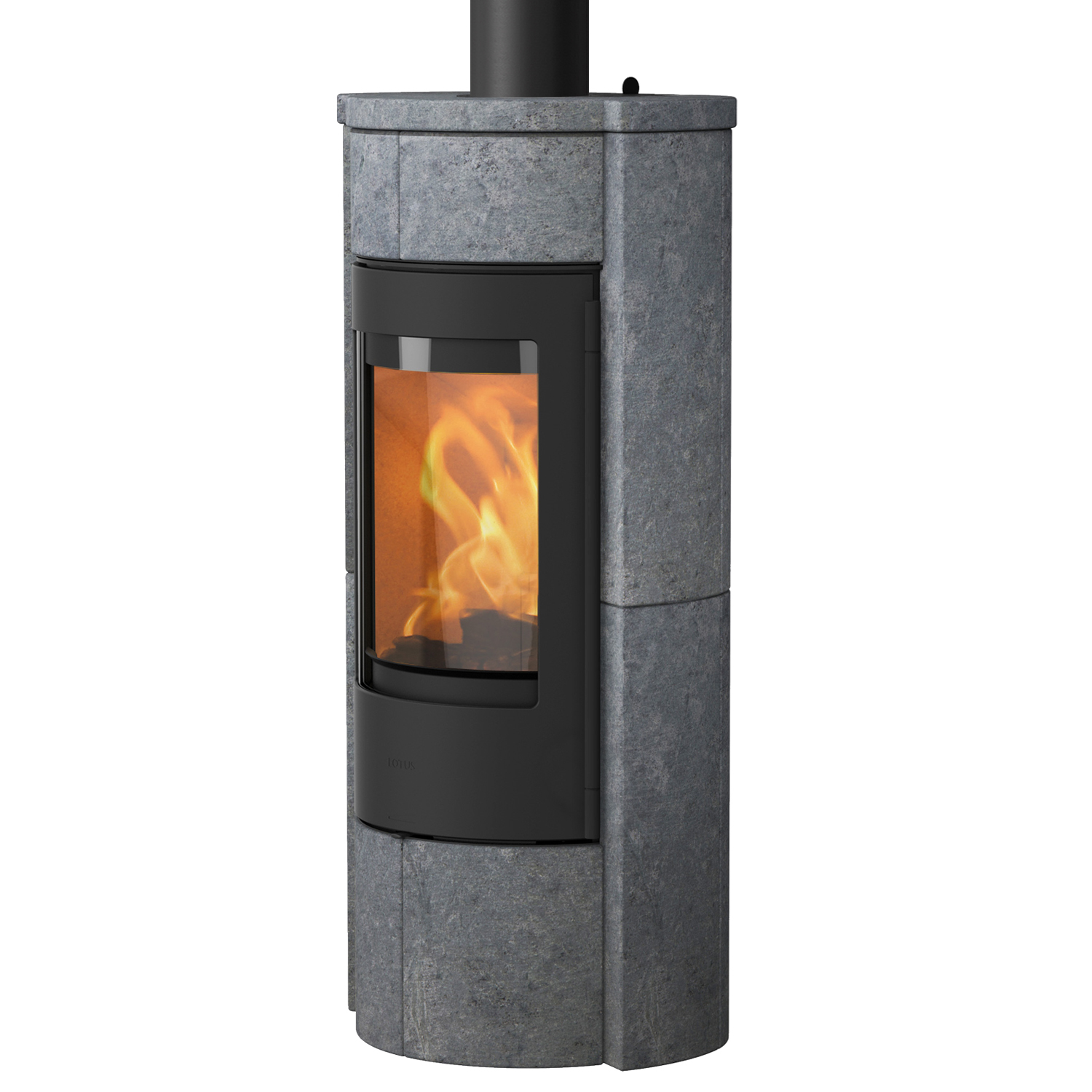 Lotus Prestige M Kaminofen Schwarz/ Speckstein, inkl. PowerStones, RR hinten od. RR oben