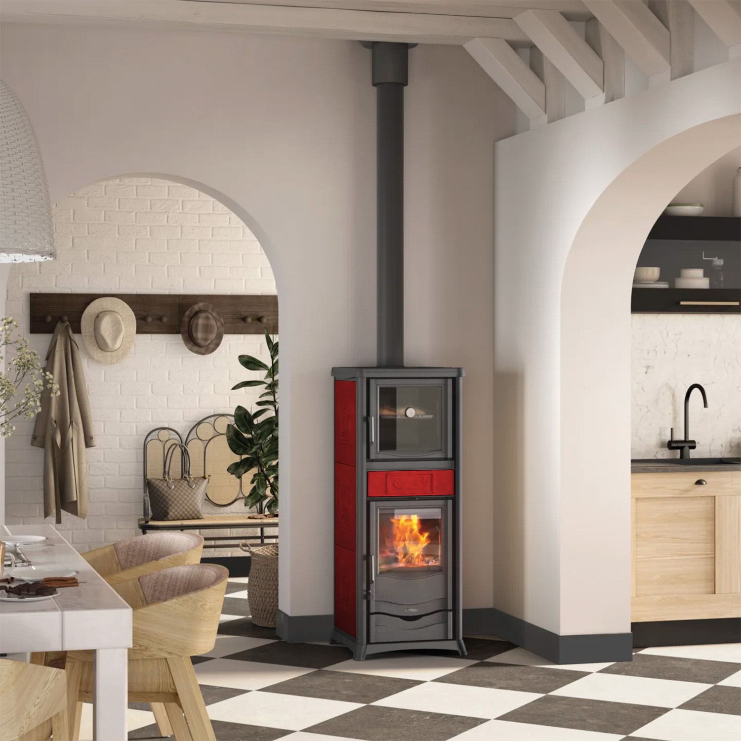 La Nordica Rossella Plus Forno 165, Kaminofen, Liberty Bordeaux