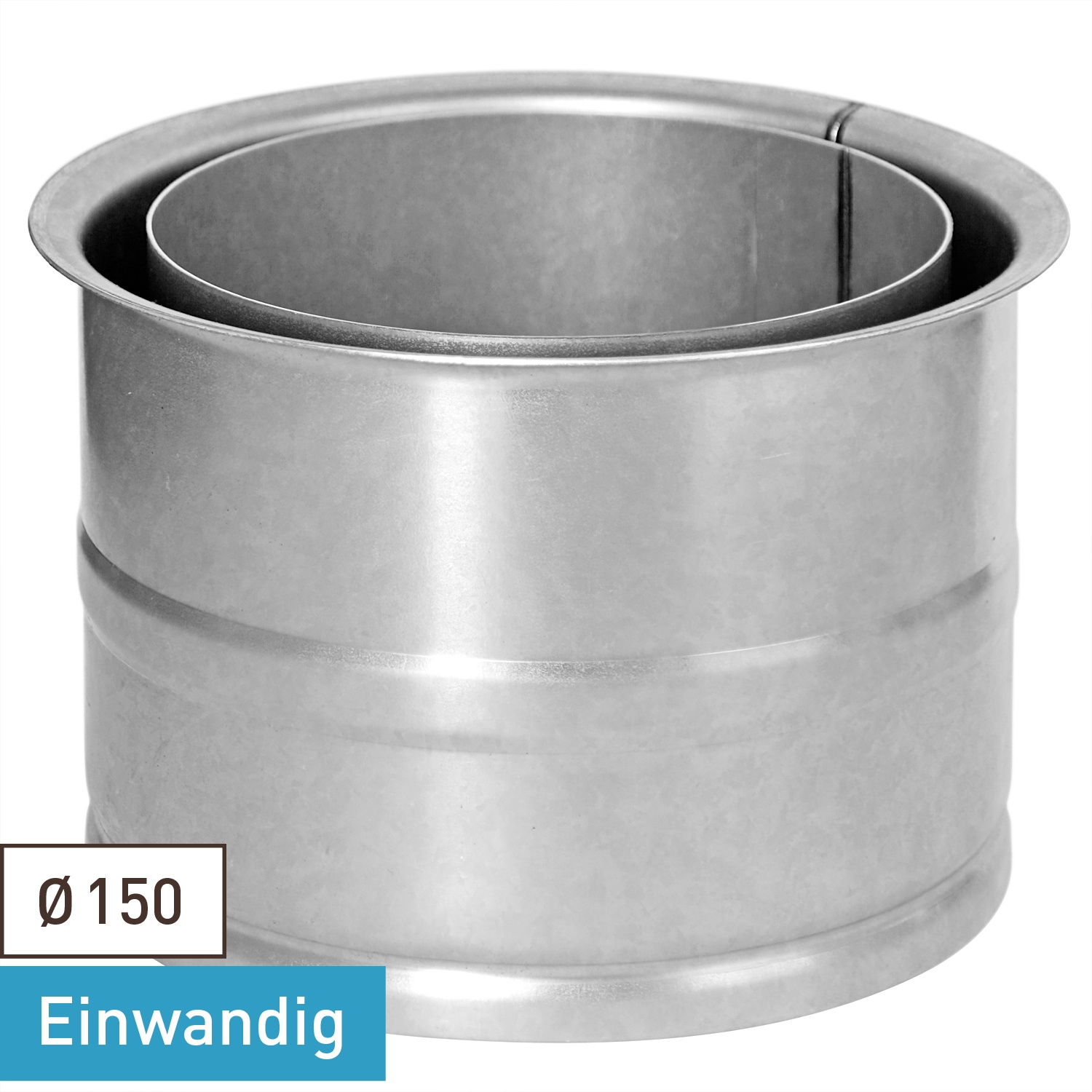 Raik Basic Rauchrohr / Ofenrohr 150mm - Doppelwandfutter blank