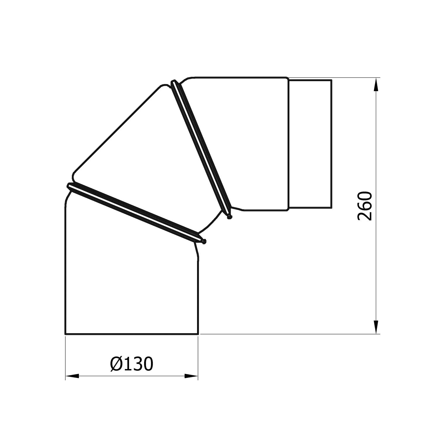 Raik Basic Rauchrohrbogen 130mm gussgrau 0–90° ohne Tür für Rauchrohr / Ofenrohr