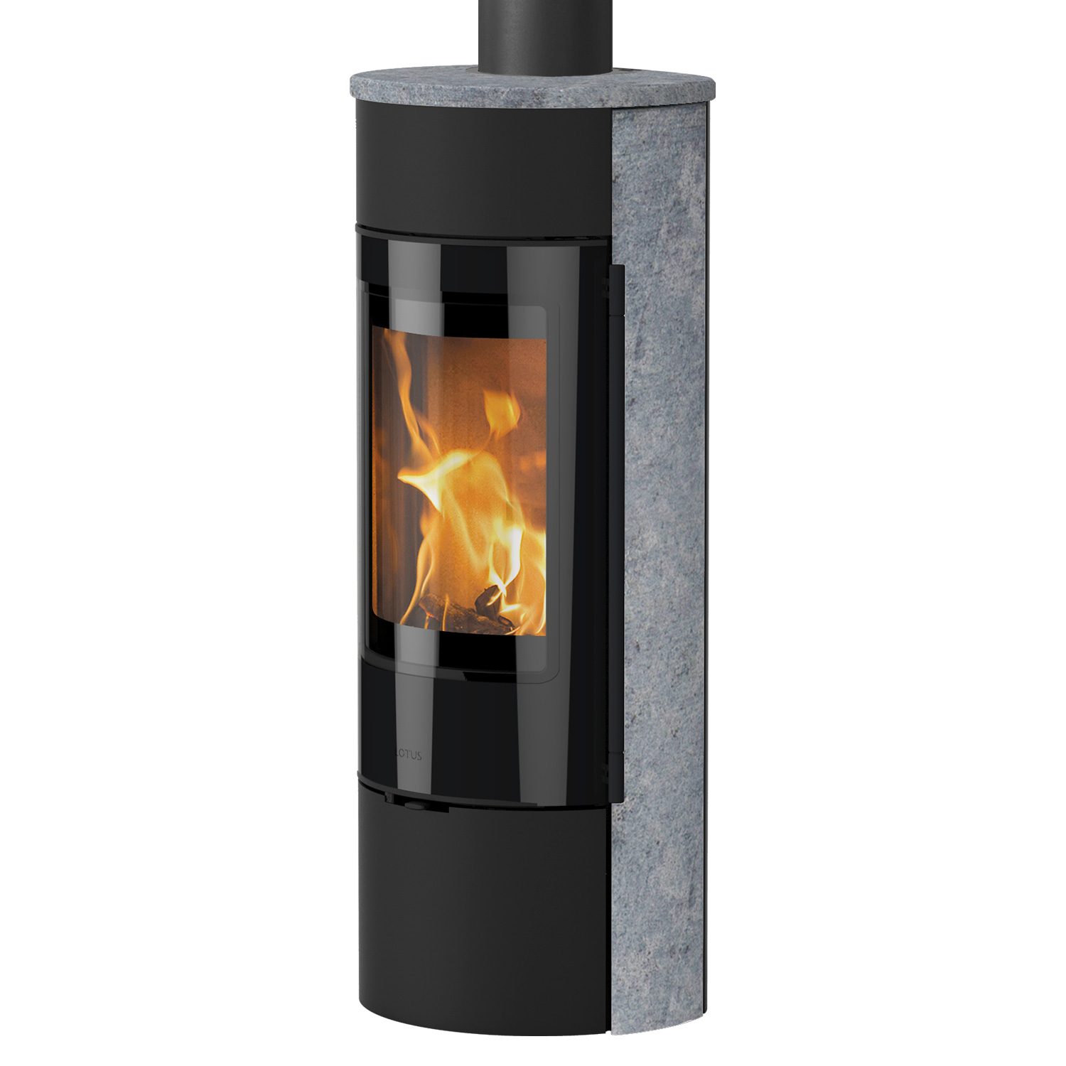 Lotus Prestige Magic 40 Kaminofen Schwarz/ Speckstein, RR hinten od. RR oben / optional Griffvarianten