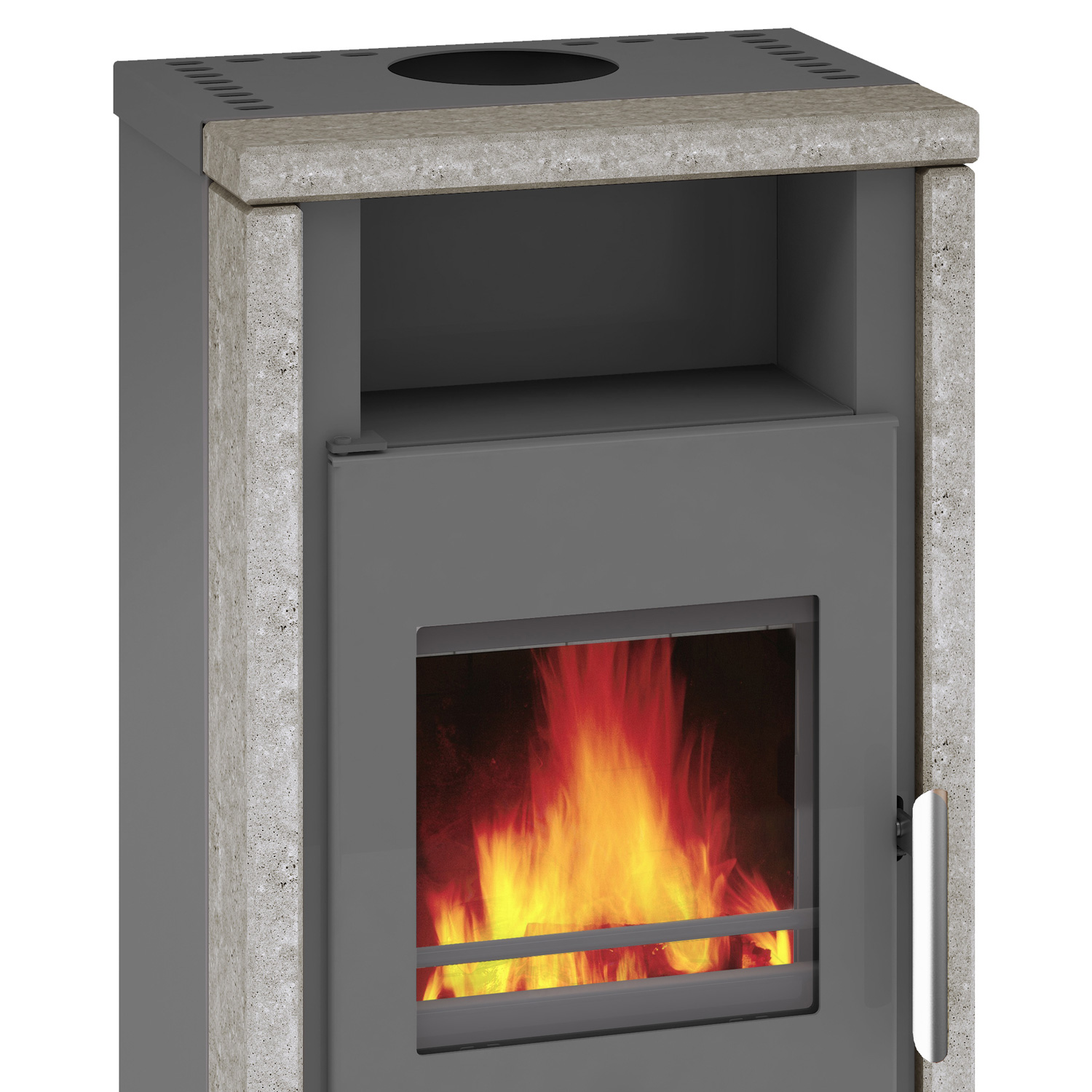 Wamsler Yuna Kaminofen Stahl grau/ Naturstein