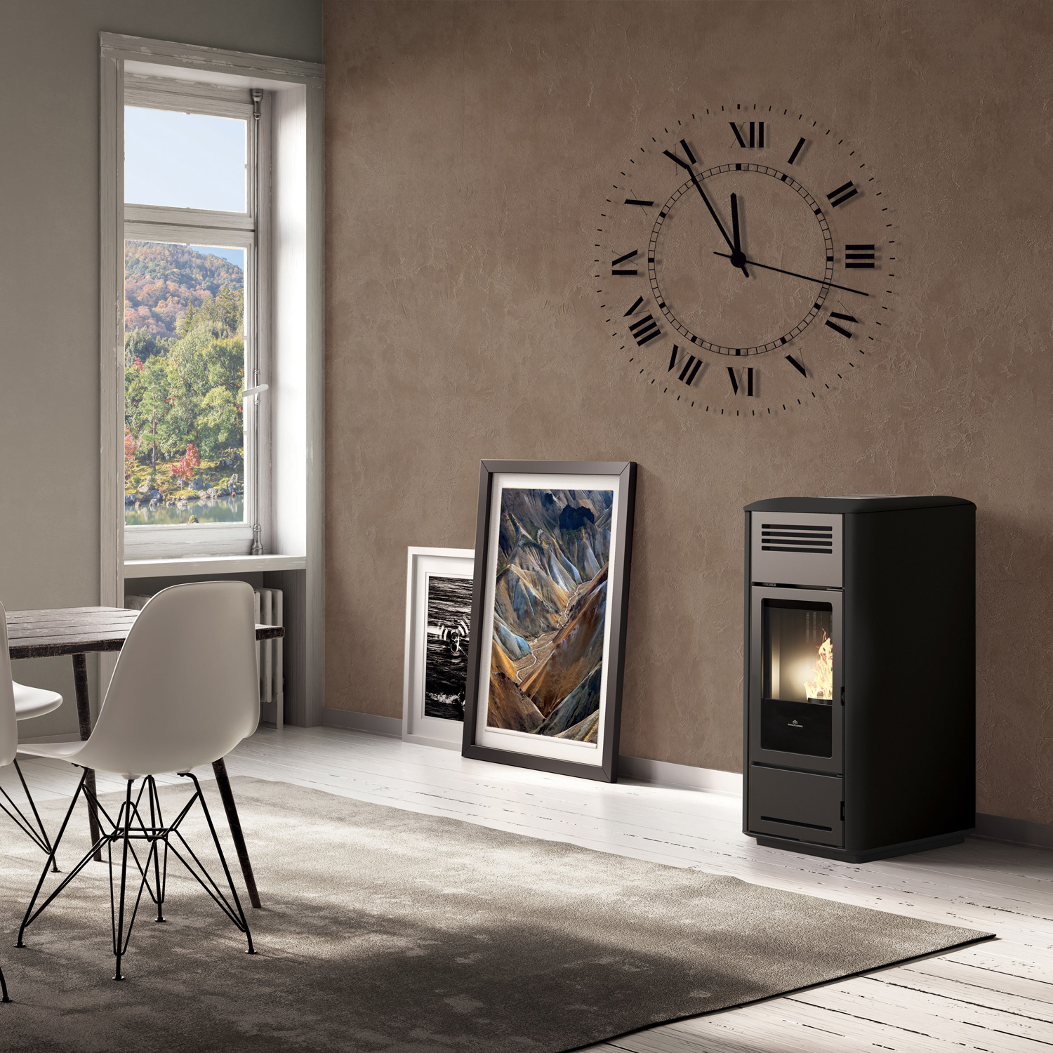 Edilkamin Milla H 15 EVO wasserführender Pelletofen Stahl glänzend Schwarz