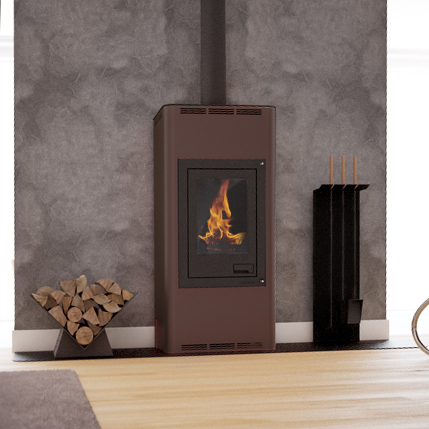 Aquaflam 7 Basic Wasserführender Kaminofen Brown