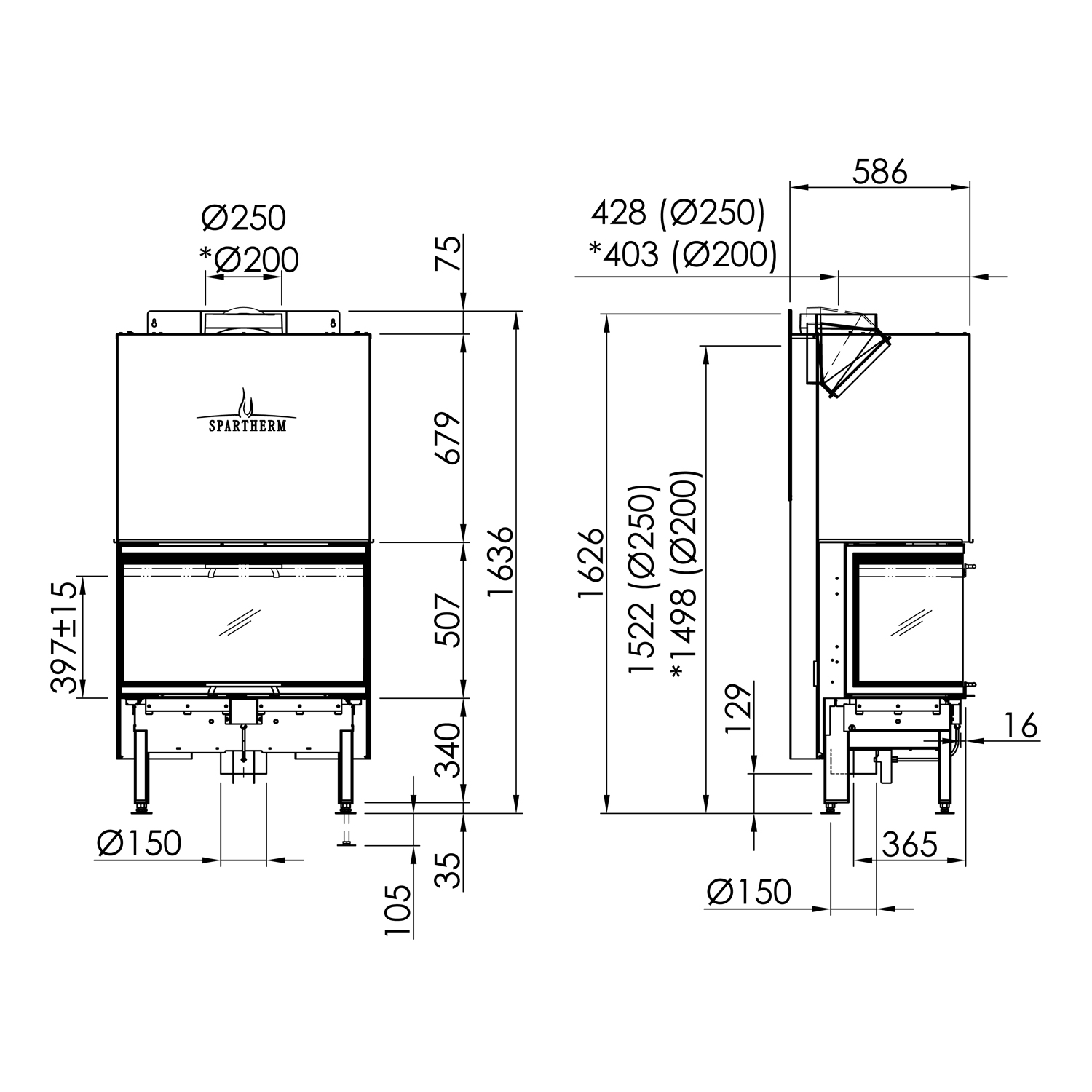 Spartherm Arte 3RL-80h-4S Kamineinsatz RRA Ø 200 mm Spartherm Arte 3RL-80h-4S Kamineinsatz RRA Ø 200 mm
