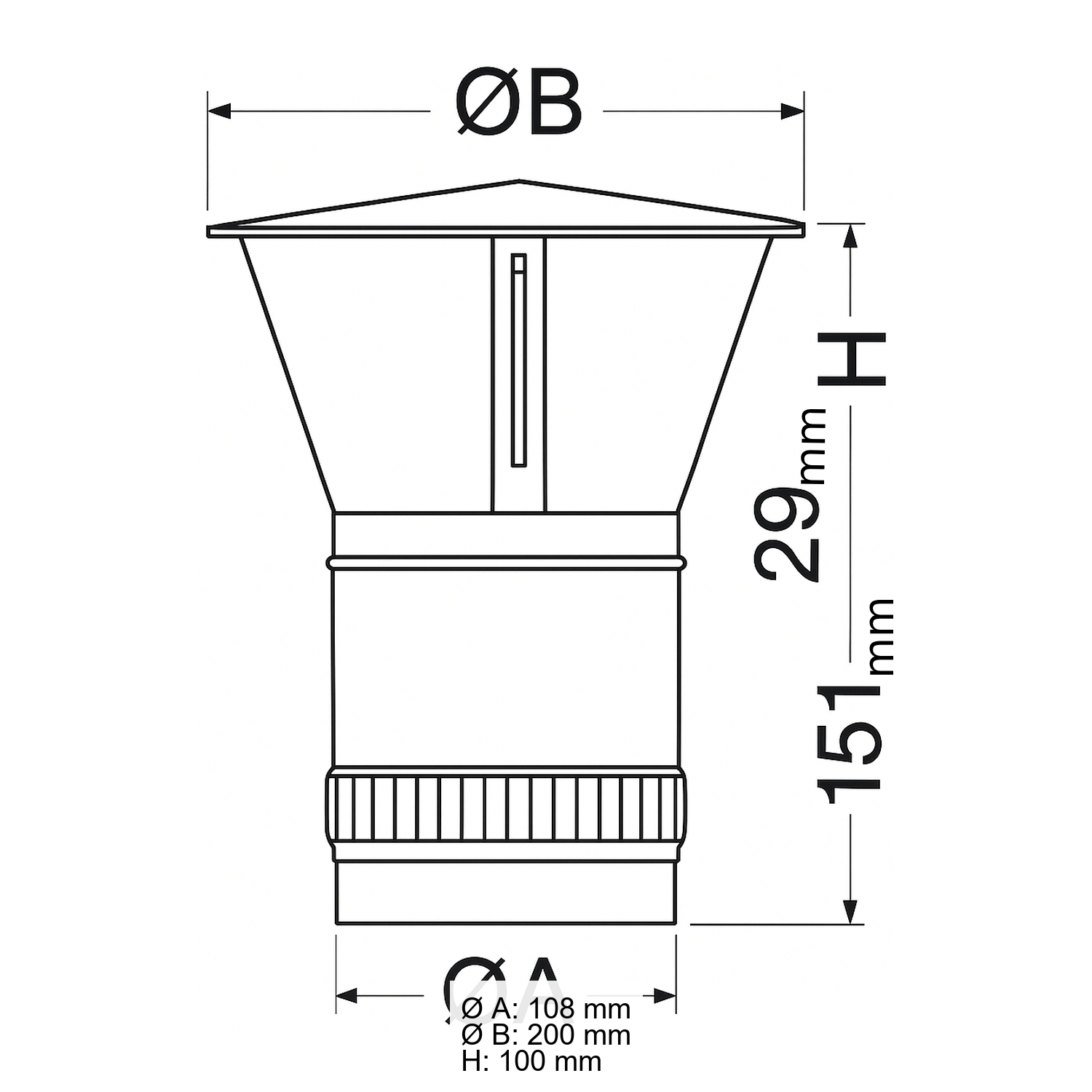 Schiedel Regenhaube Ø113 mm glänzend