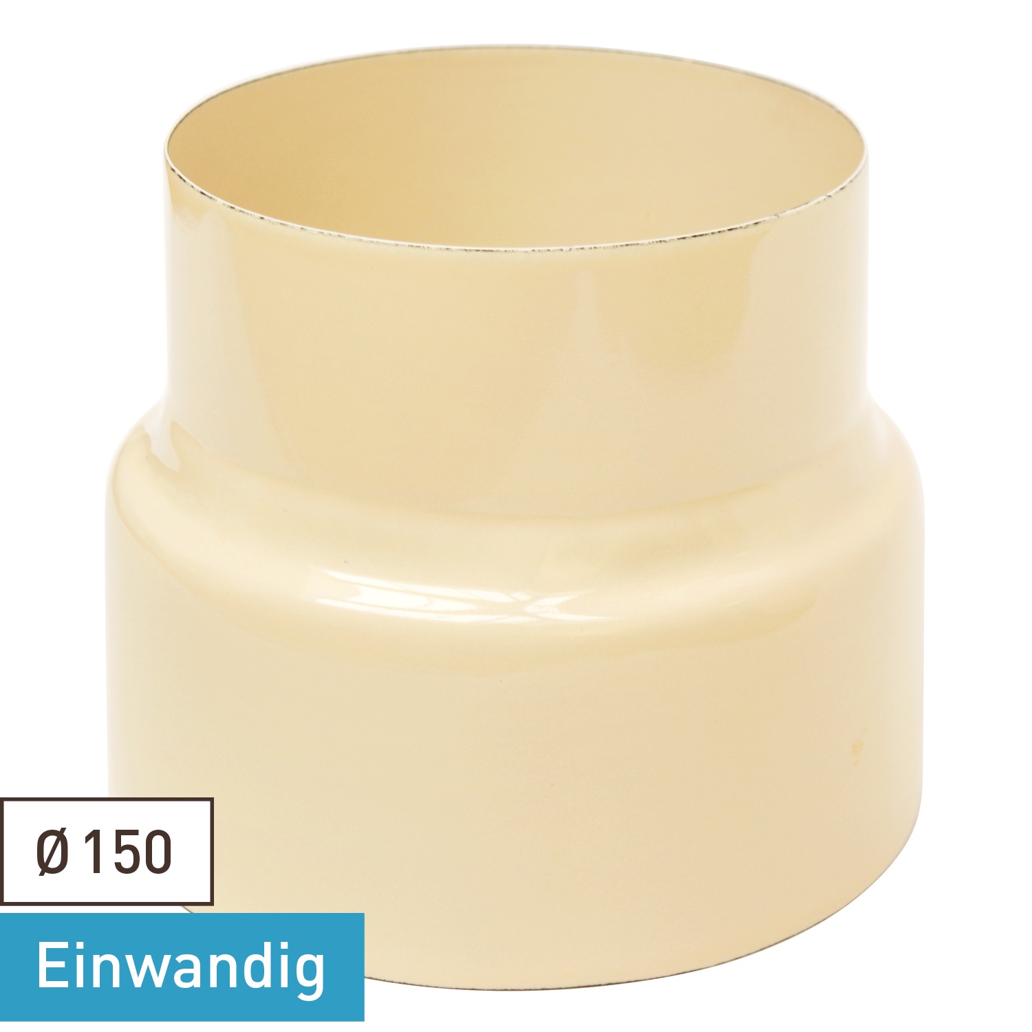 Raik Rauchrohr / Ofenrohr Emaille Reduzierung 150mm - 120mm Elfenbein