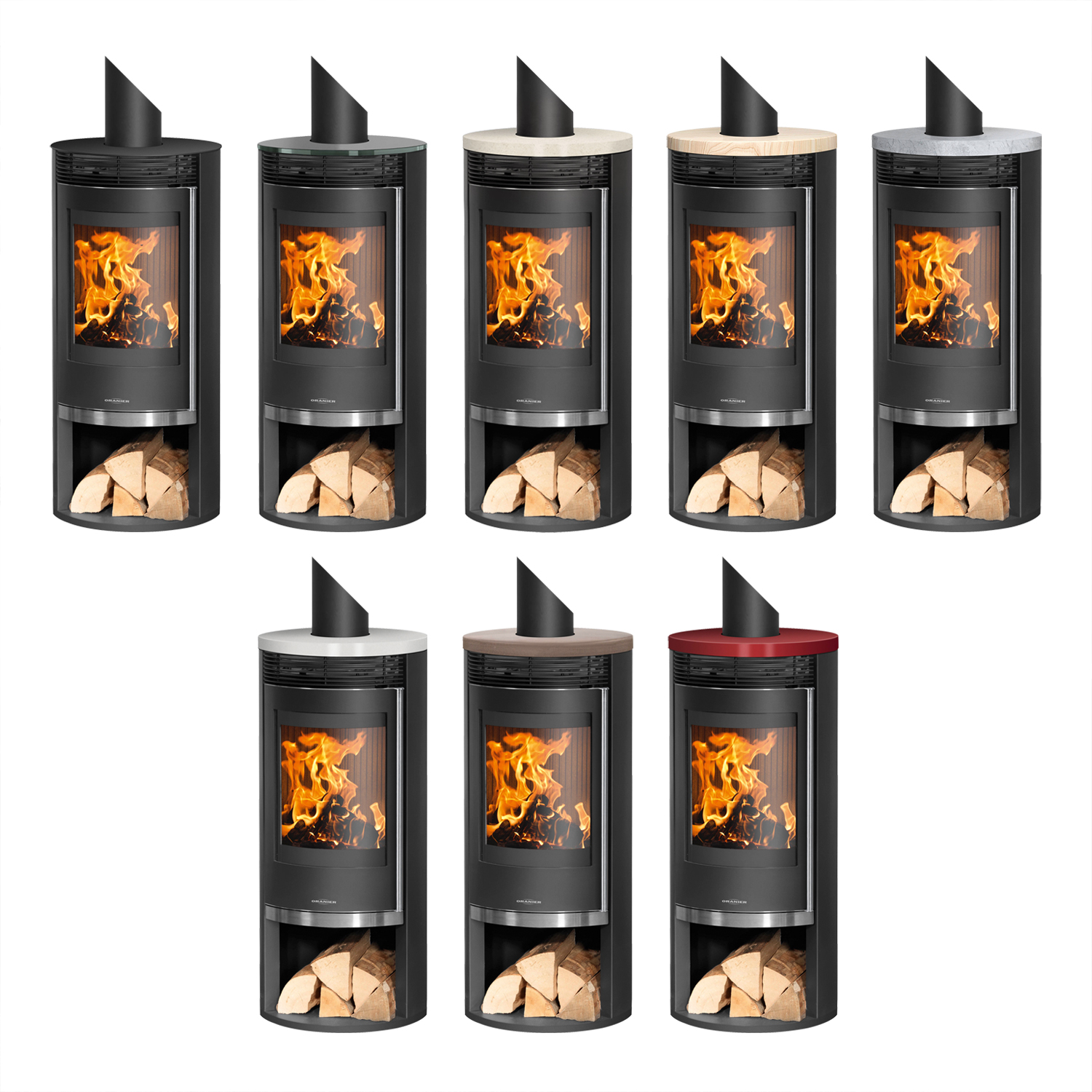 Oranier Rota 2.0 Kaminofen Stahl Schwarz mit Glas-Abdeckplatte