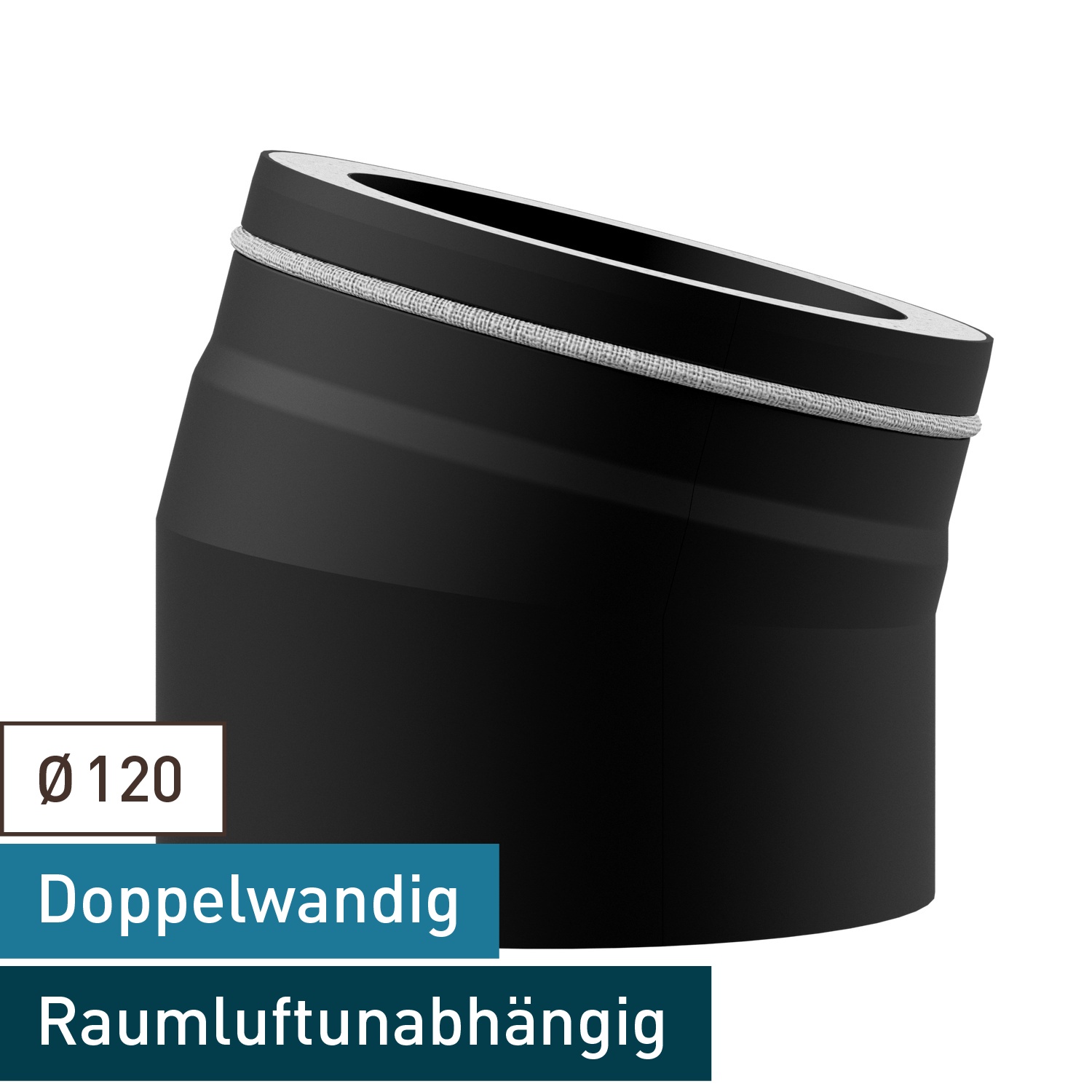 Raik Lifestyle DUO Rauchrohrbogen 120mm schwarz 15° für Rauchrohr / Ofenrohr