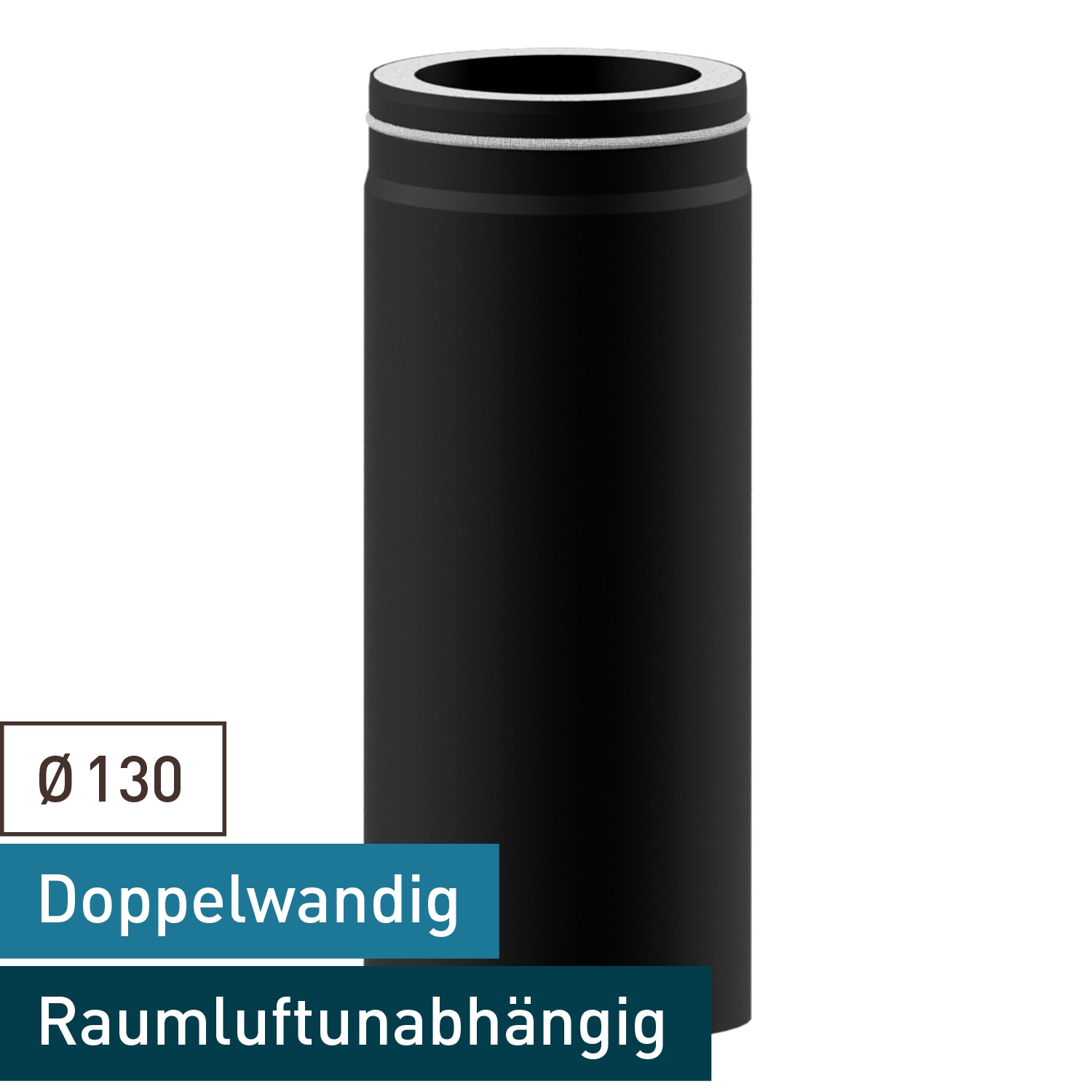 Raik Lifestyle DUO Längenelement 130mm schwarz L: 500mm für Rauchrohr / Ofenrohr