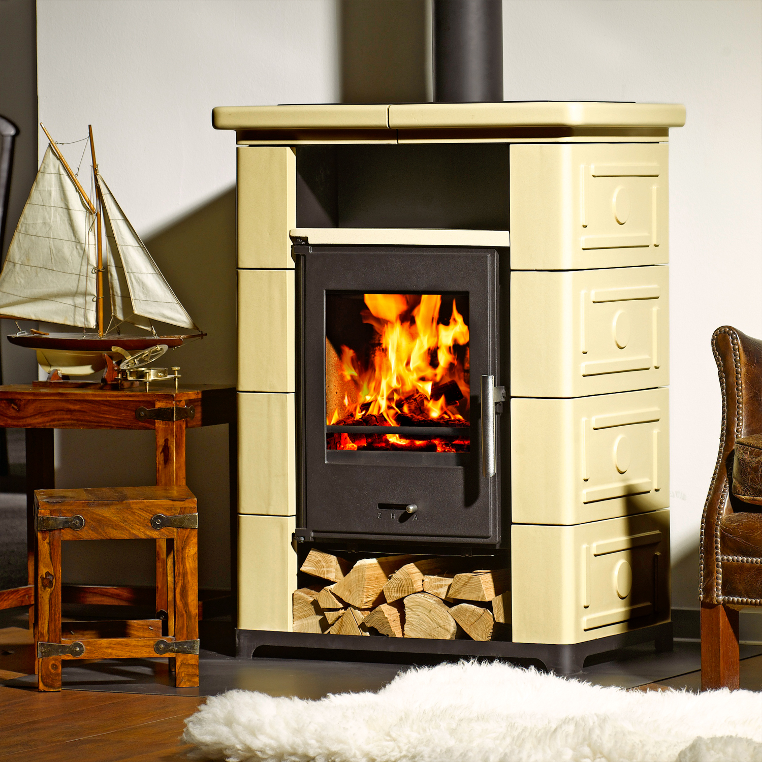 Wamsler Montafon S Kaminofen Keramik beige