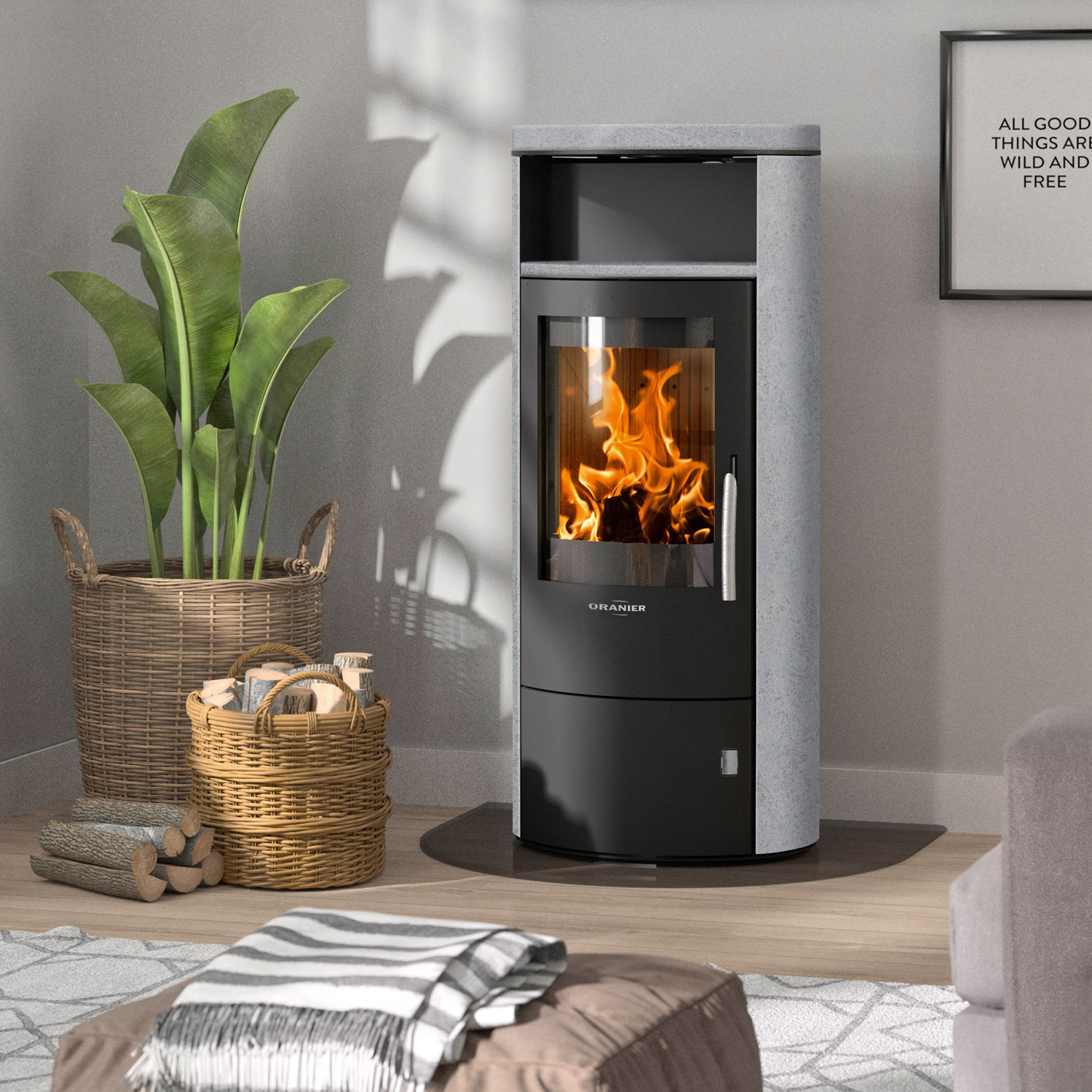 Oranier Polar 7 2.0 Kaminofen Stahl Schwarz / Speckstein