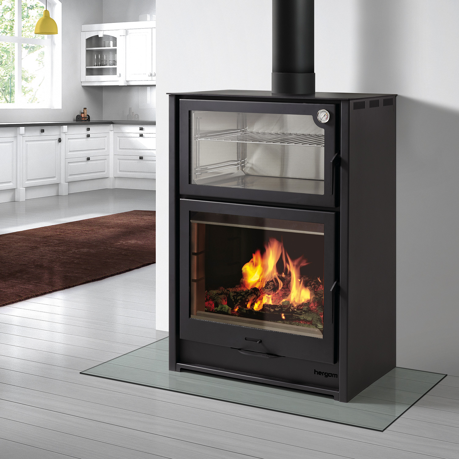 Hergom Arce Kaminofen Stahl Schwarz mit Backfach Hergom Arce Kaminofen Stahl Schwarz mit Backfach