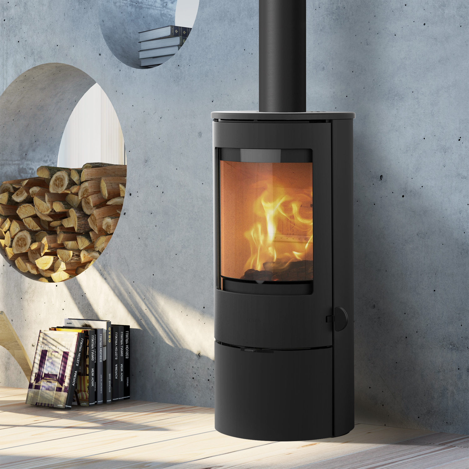 Lotus Prestige Basic Kaminofen Schwarz, Rauchabgang oben