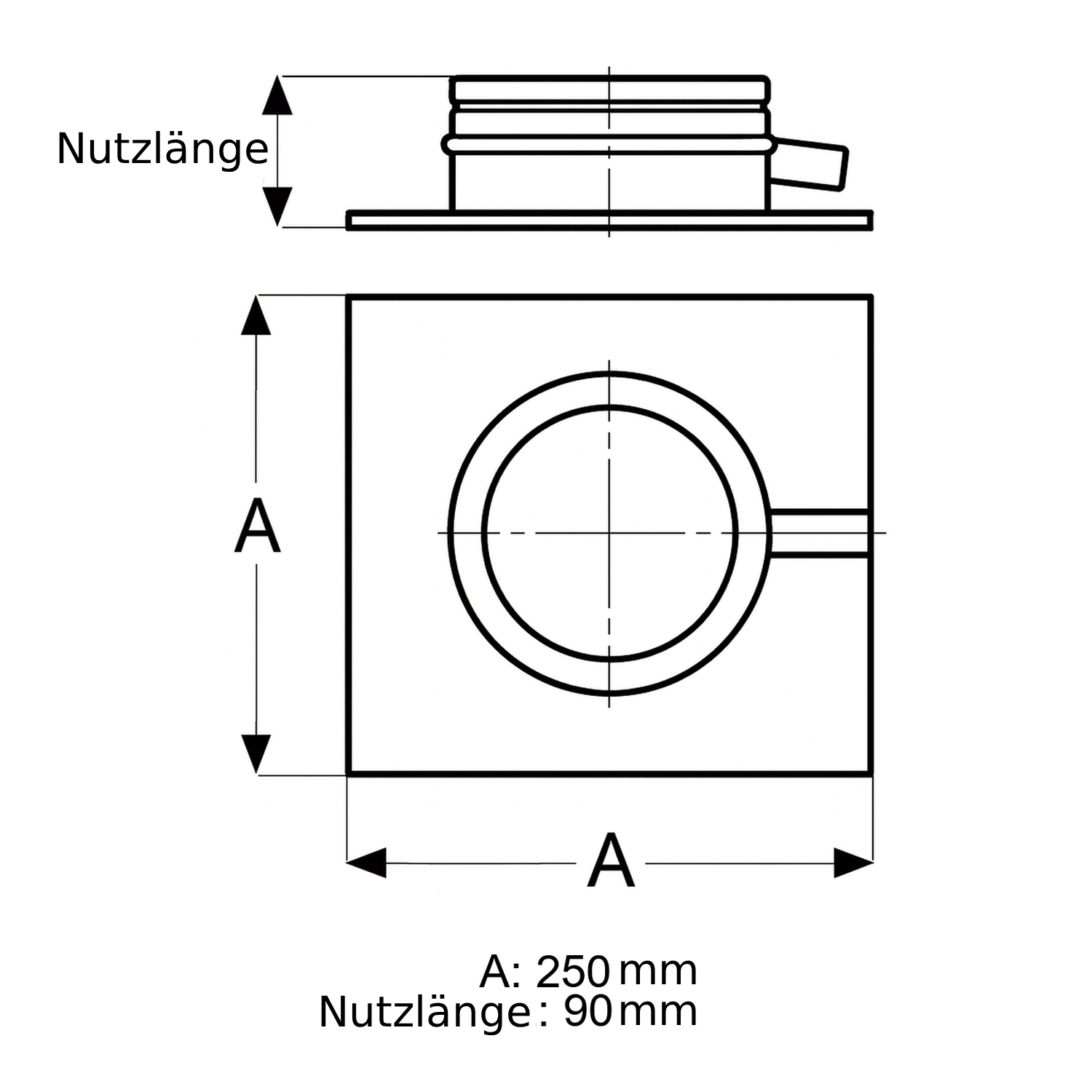 Schiedel ICS Grundplatte Bodenmontage Ø130 mm mit Ablauf seitlich doppelwandig glänzend