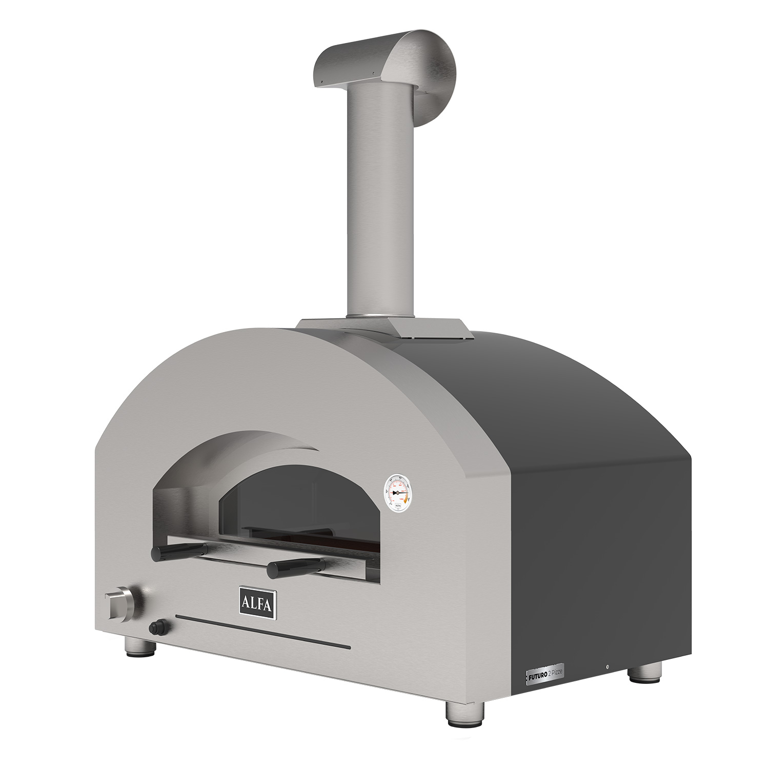 Alfa Futuro 2 Pizze Hybrid-Pizzaofen Silber-Schwarz ohne Unterbau Alfa Futuro 2 Pizze Hybrid-Pizzaofen Silber-Schwarz ohne Unterbau