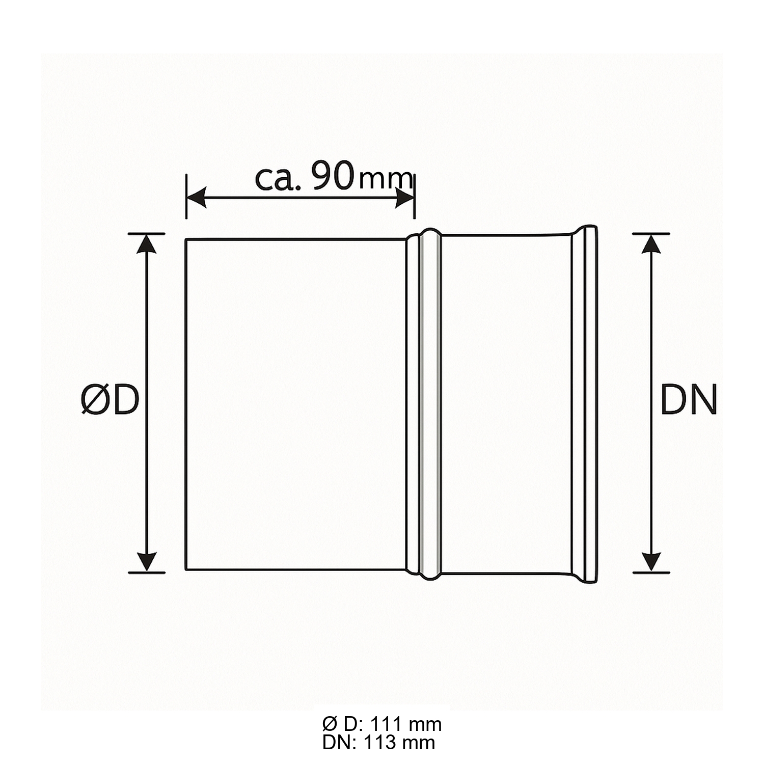 Schiedel PRIMA PLUS Kesselanschluss eingesteckt Ø113 mm einwandig matt