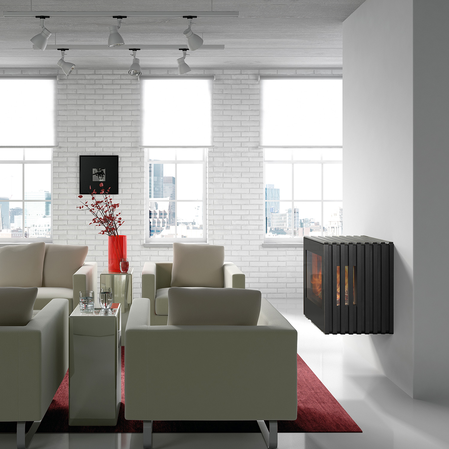 Hergom Glance MVP Kaminofen Gusseisen schwarz inkl. Wandbefestigung