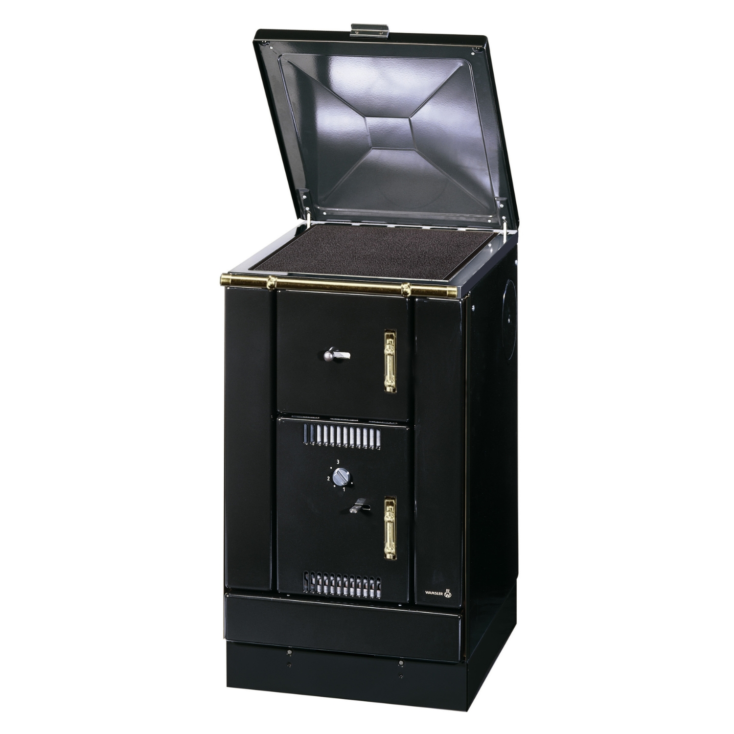 Wamsler K 158 CL Wasserführender Küchenofen Schwarz/Gold Glaskeramikkochfläche