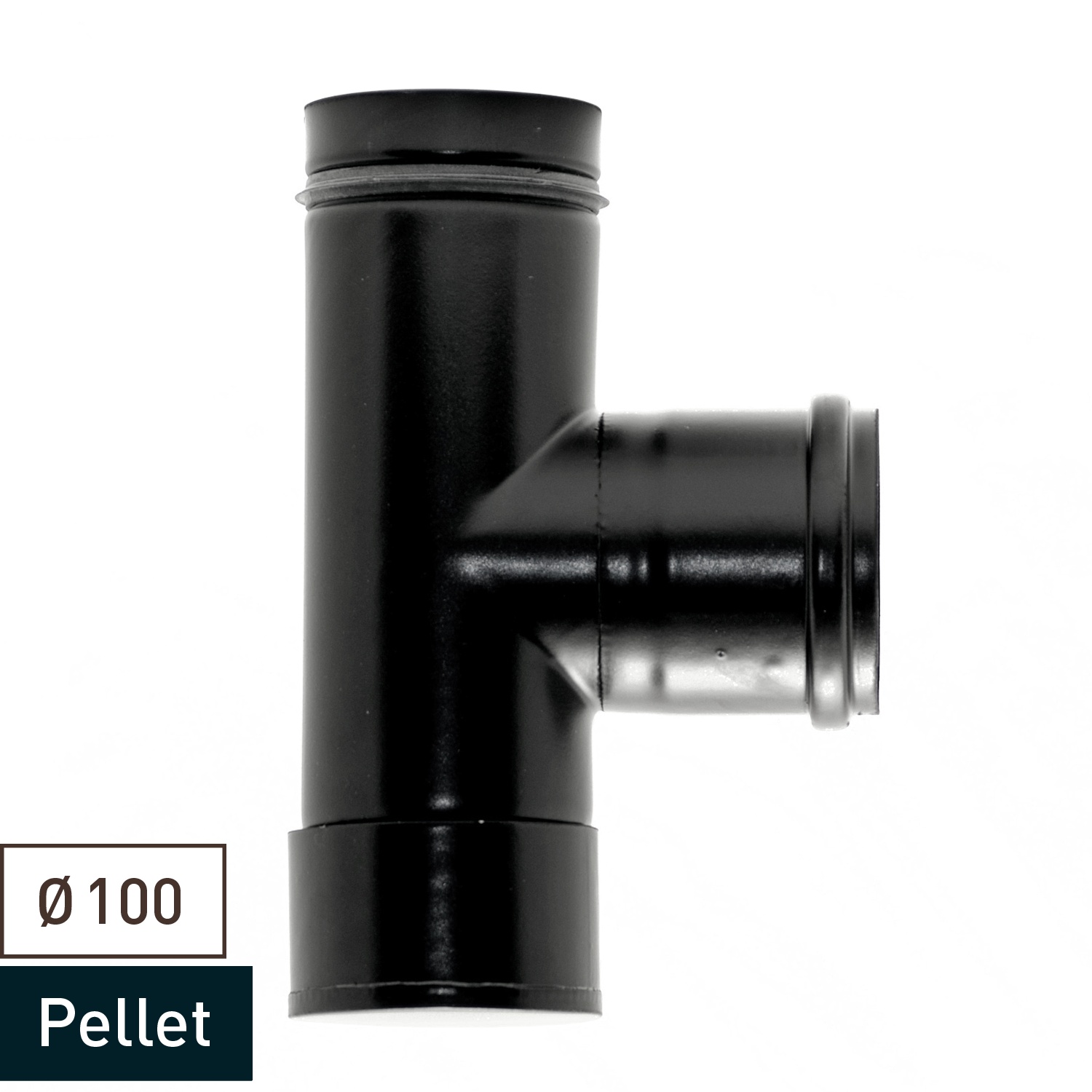 Raik Pelletrohr / Ofenrohr 100mm - Kapselknie (T-Stück) schwarz
