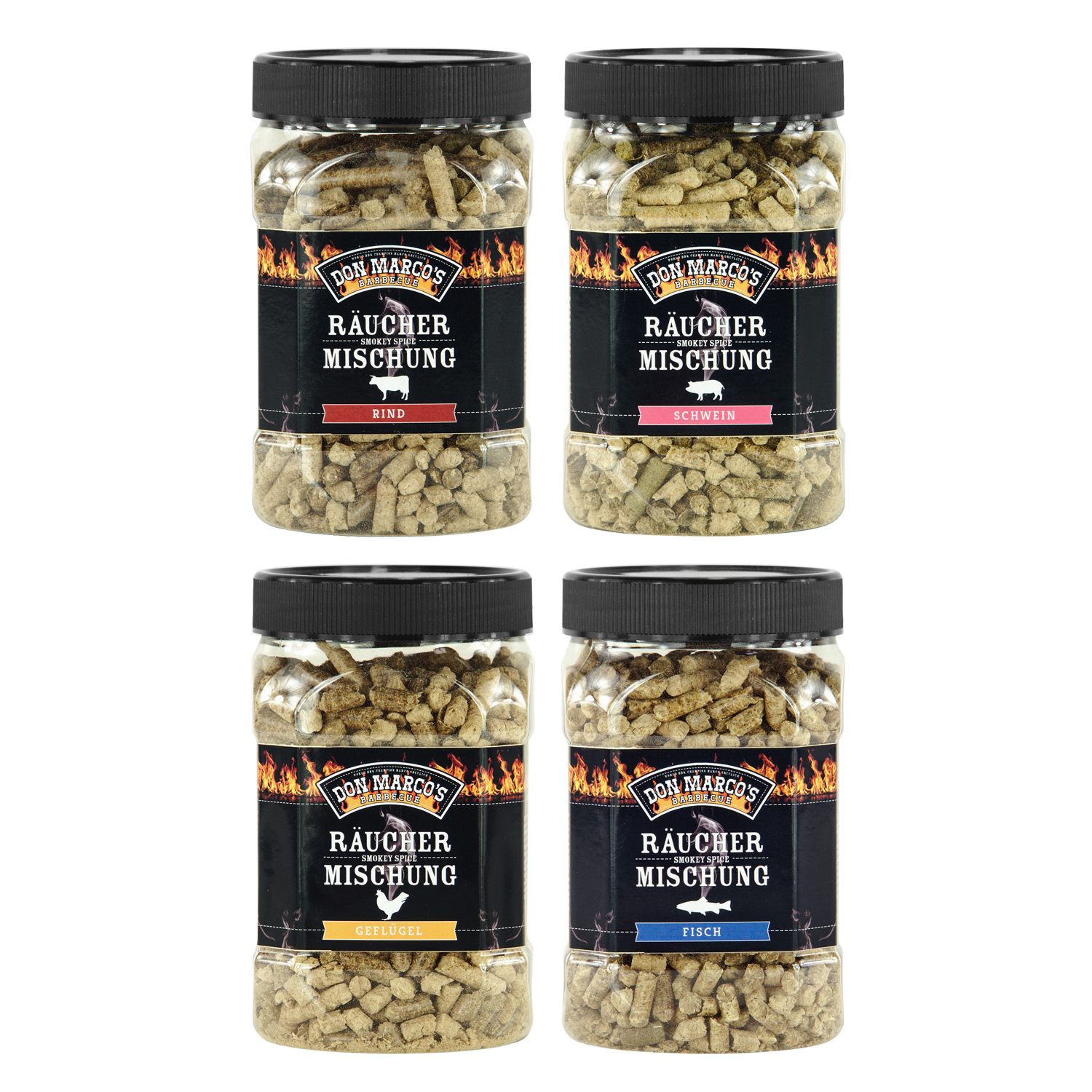Don Marco´s Räucherpellets 4er-Set: Für Rind, Schwein, Geflügel und Fisch Don Marco´s Räucherpellets 4er-Set: Für Rind, Schwein, Geflügel und Fisch