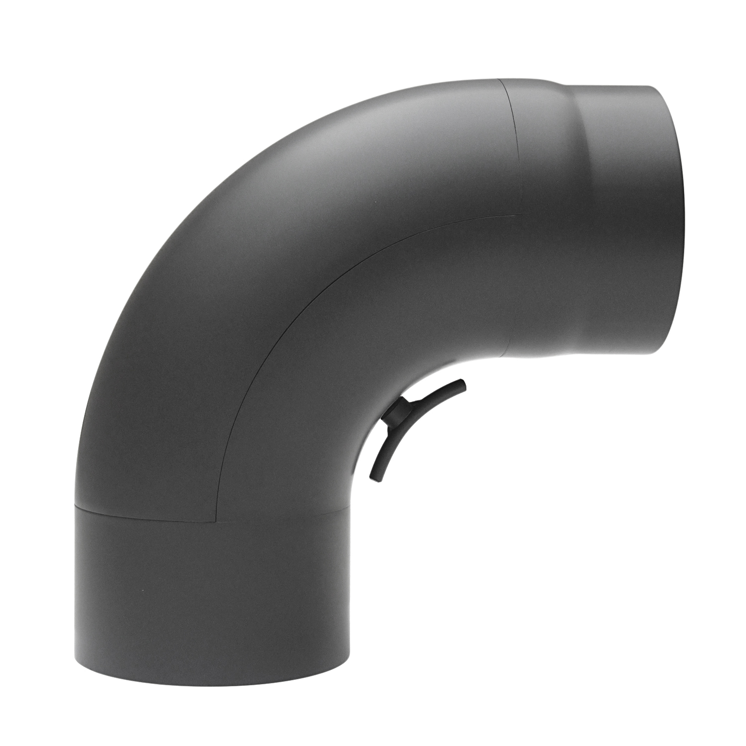 Raik Basic Rauchrohrbogen 150mm gussgrau 90° gezogen mit Tür für Rauchrohr / Ofenrohr