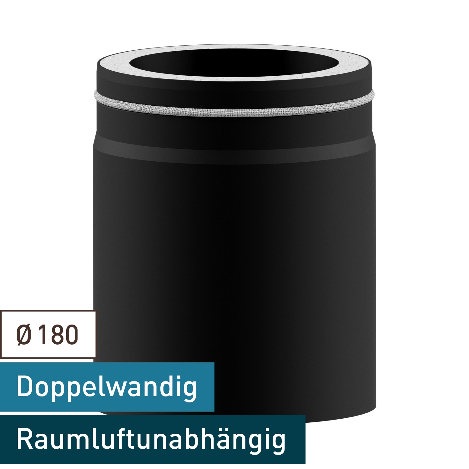 Raik Lifestyle DUO Längenelement 180mm schwarz L: 250mm für Rauchrohr / Ofenrohr