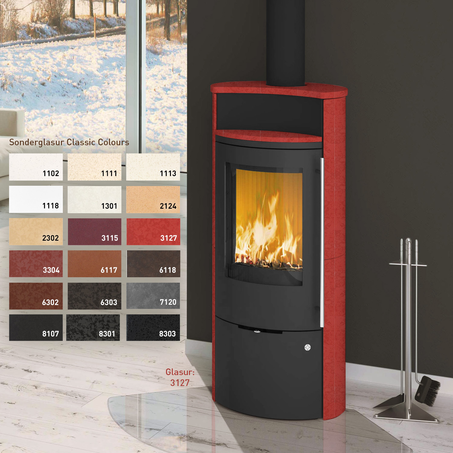 Olsberg Caldera II Compact Kaminofen Stahl Schwarz | Keramik Sonderglasur