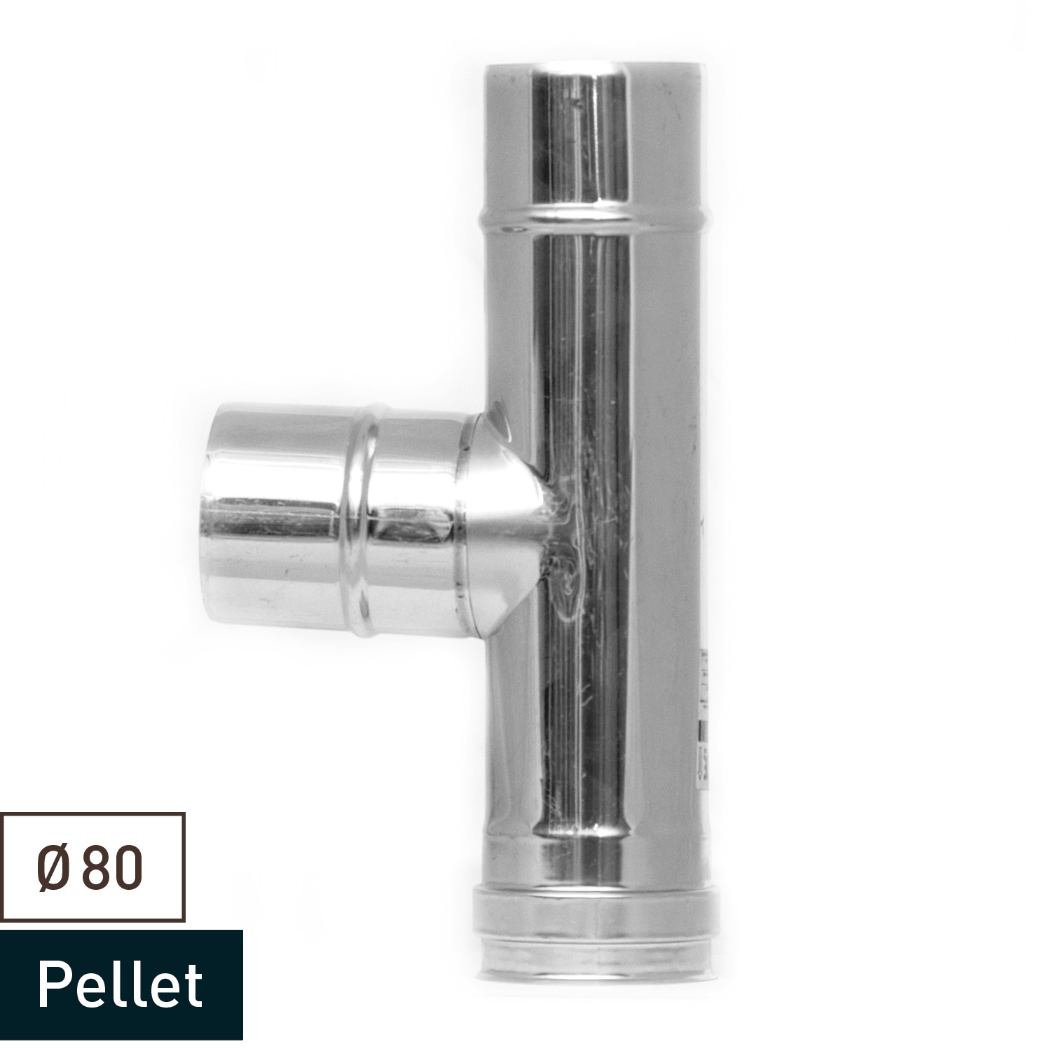 Raik Pelletrohr / Ofenrohr 80mm - Kapselknie (T-Stück) INOX silber